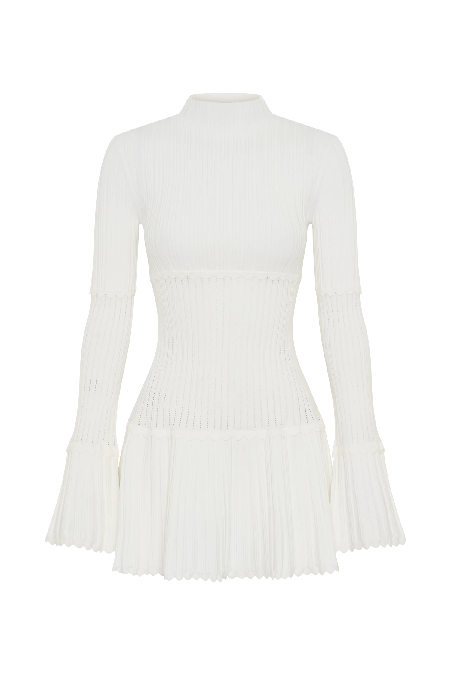 Adena Pointelle Knit Mini Dress - Ivory - Image 9