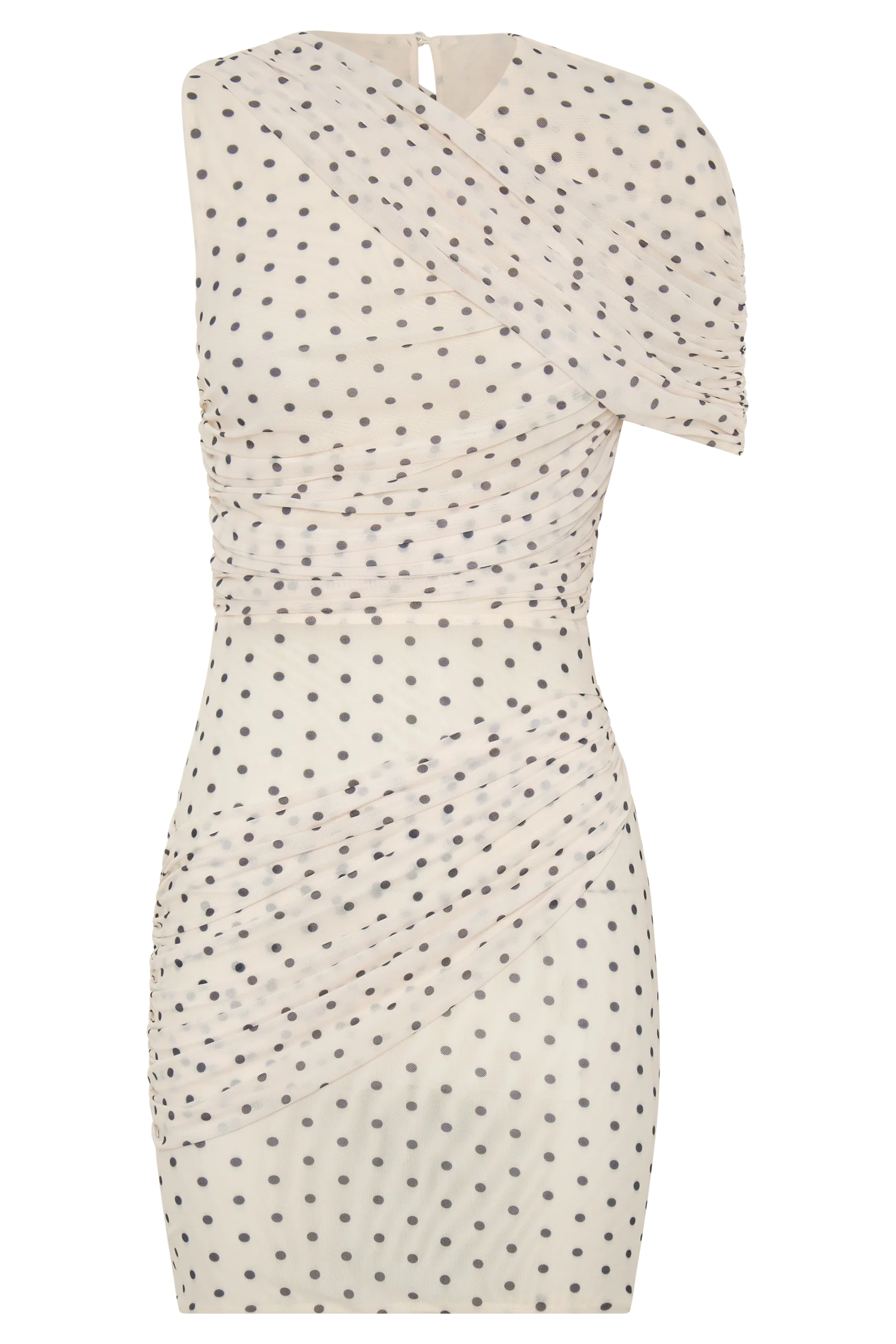Adrienne One Shoulder Mesh Mini Dress - Polka Dot - Image 9