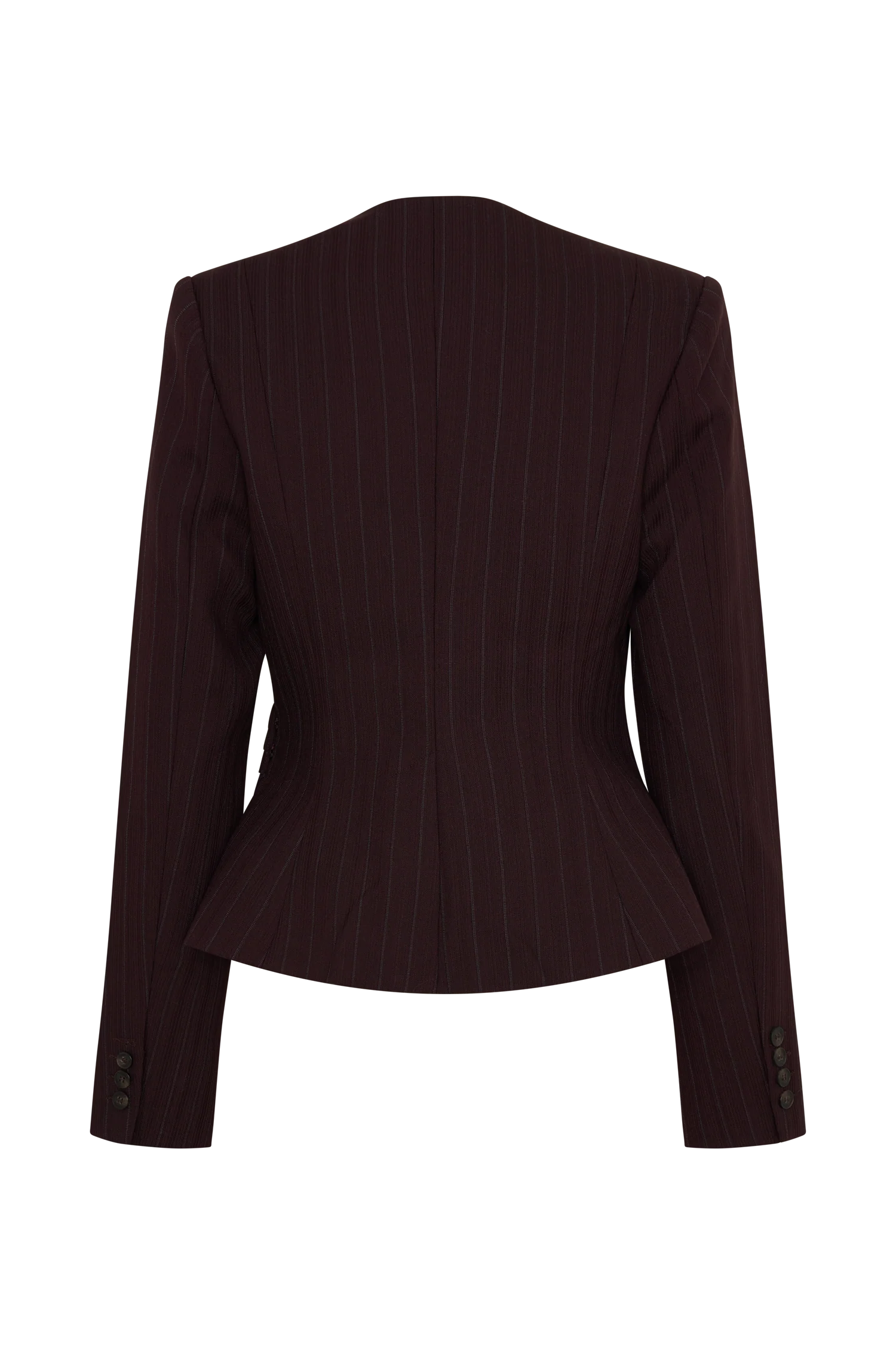 Agatha Square Neck Blazer - Plum Pinstripe - Image 13