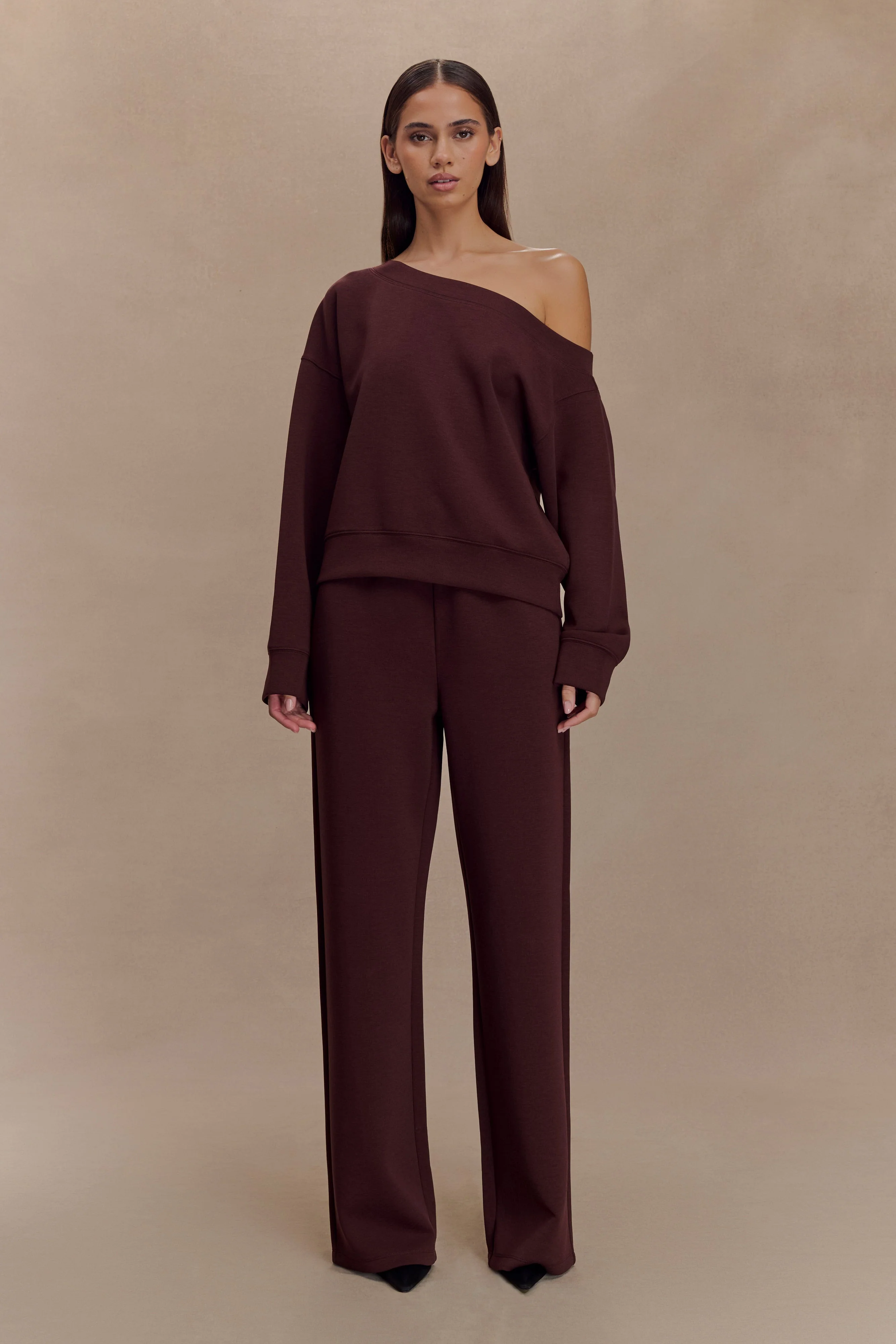Aiden Slouchy Crew Jumper - Chocolate - Image 6