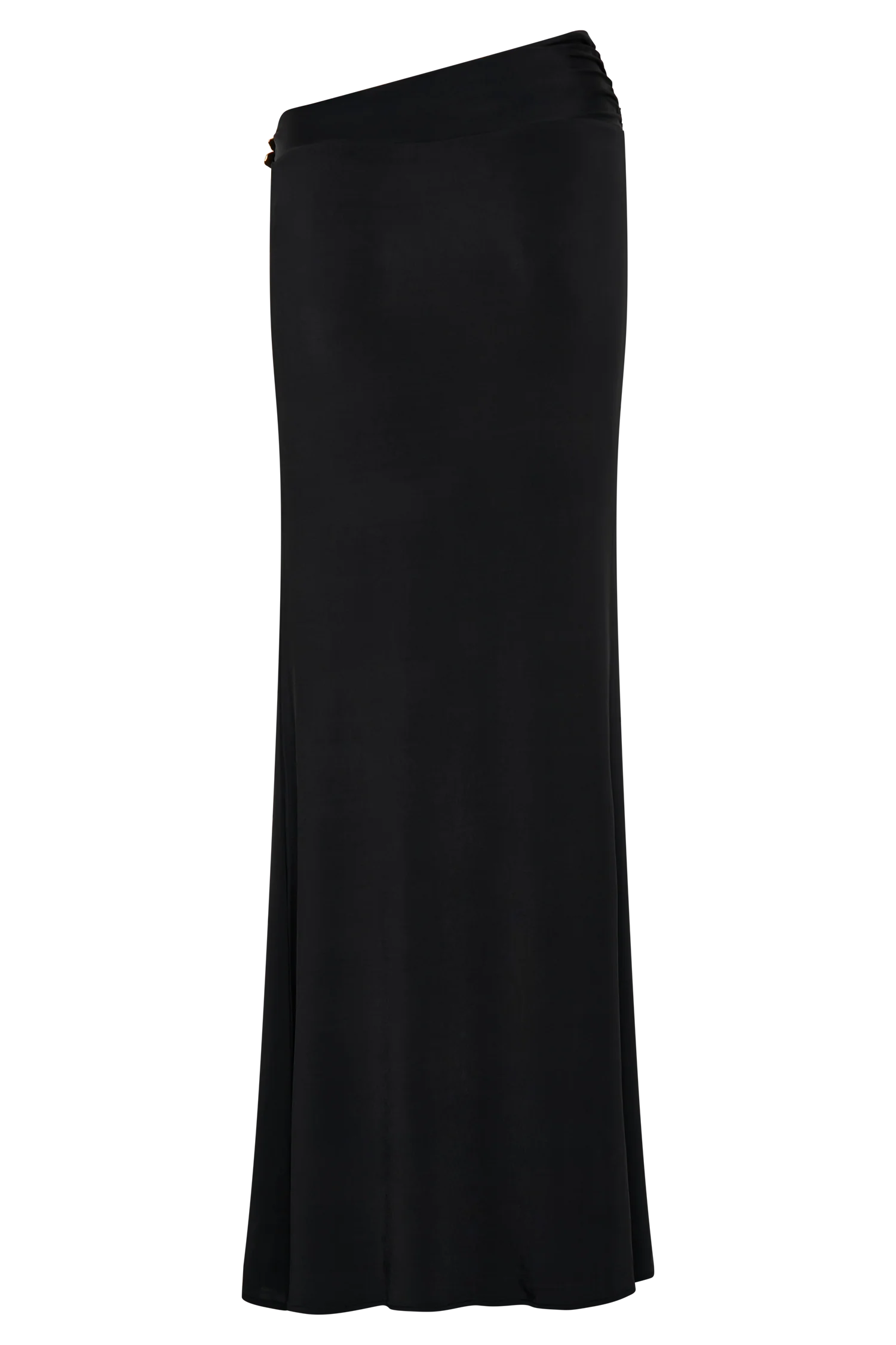 Ainsley Asymmetrical Maxi Skirt With Floral Hardware - Black - Image 8
