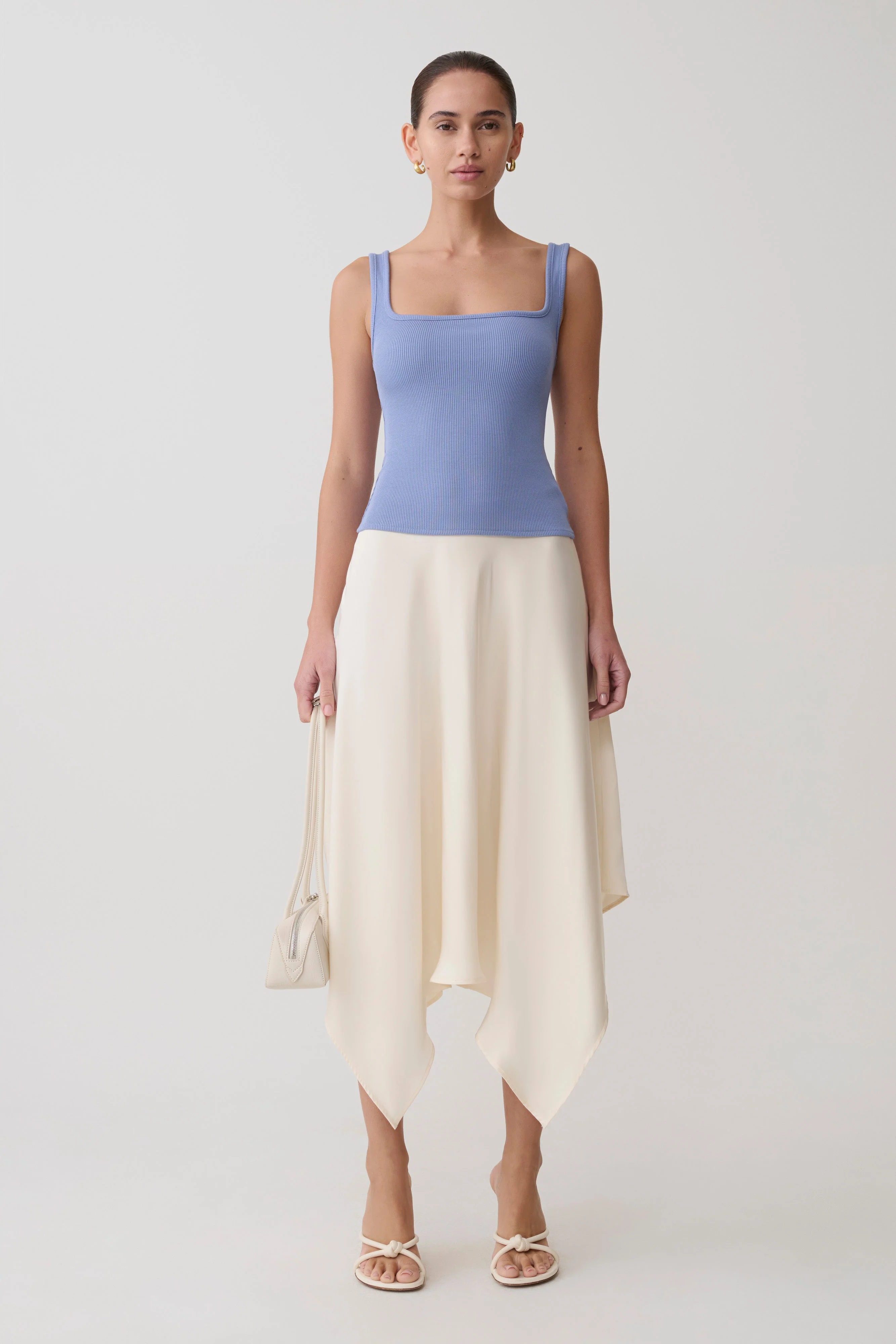 Aisling Ribbed Square Neck Sleeveless Top - Cornflower Blue - Image 4