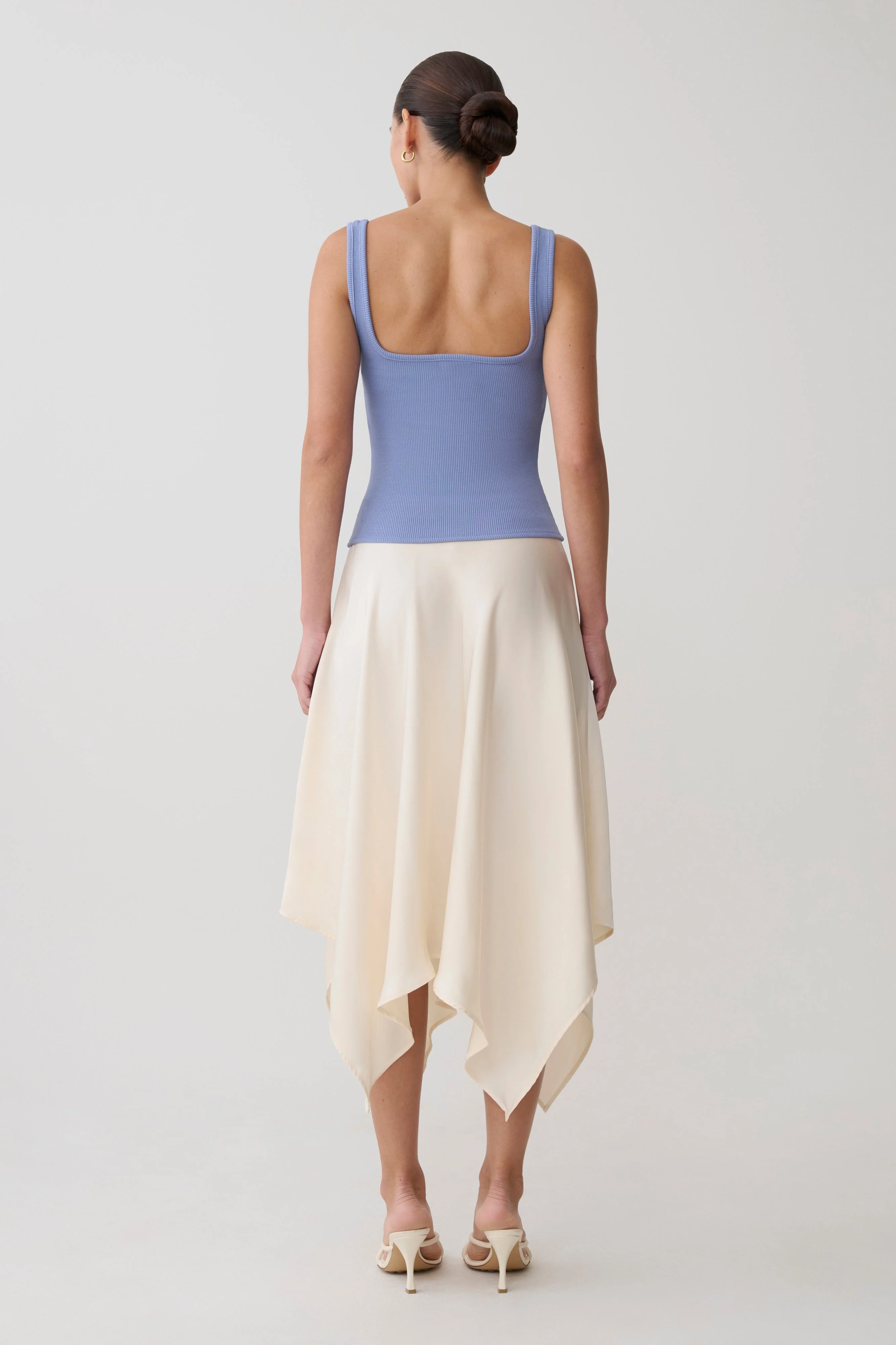 Aisling Ribbed Square Neck Sleeveless Top - Cornflower Blue - Image 5