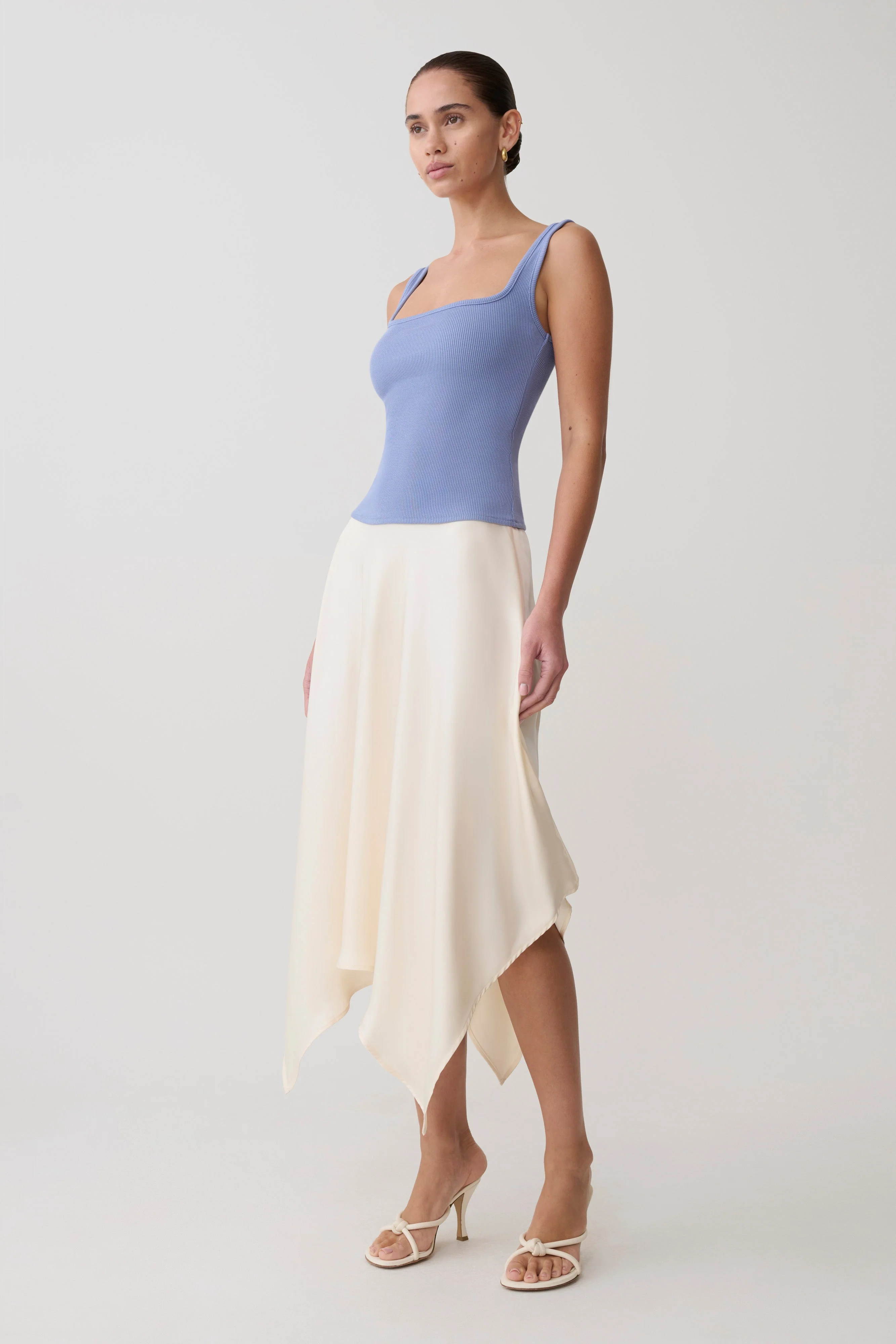 Aisling Ribbed Square Neck Sleeveless Top - Cornflower Blue - Image 6