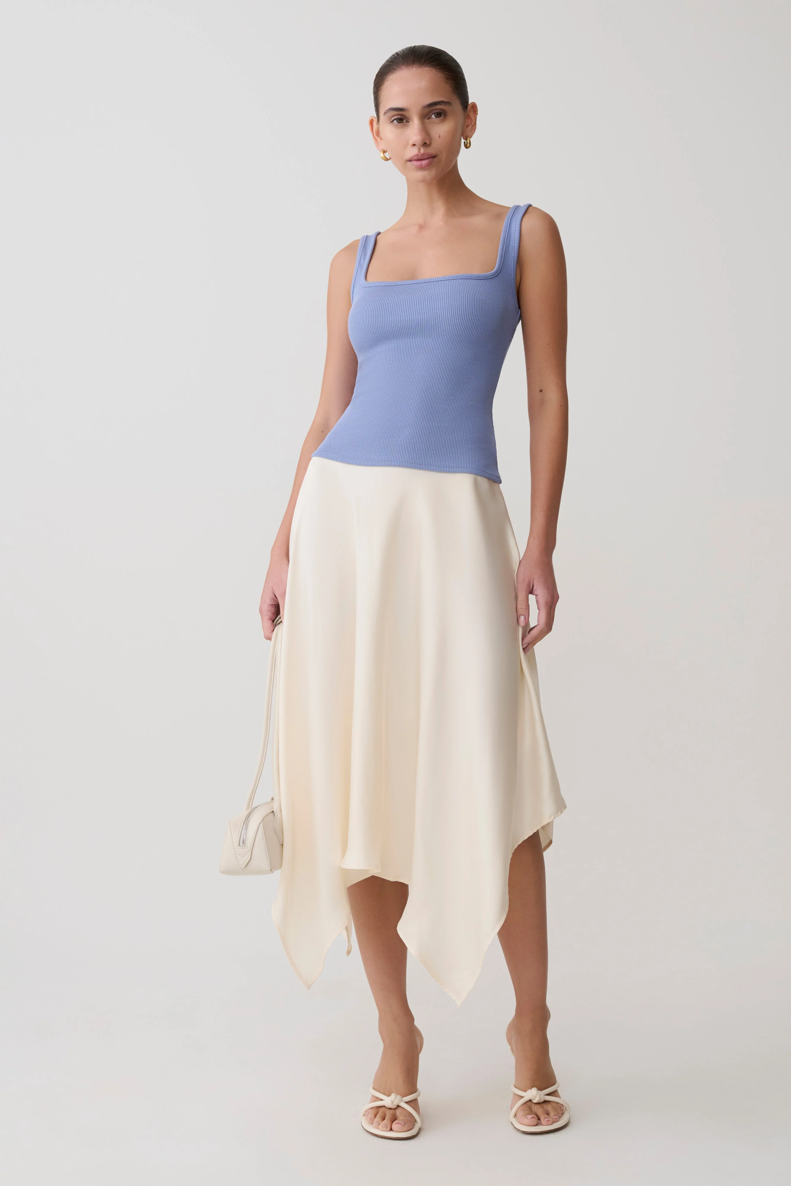 Aisling Ribbed Square Neck Sleeveless Top - Cornflower Blue - Image 7