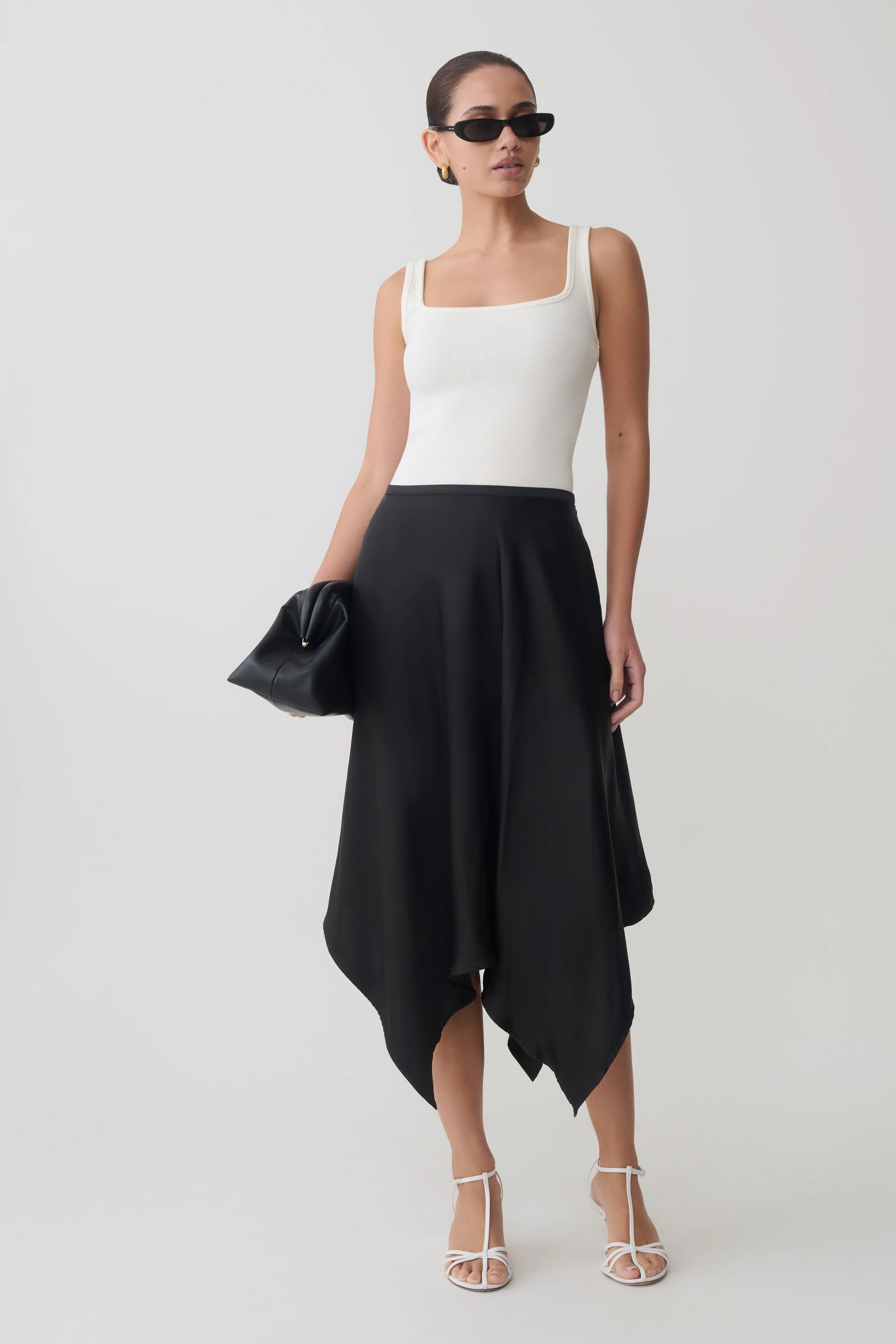 Aisling Ribbed Square Neck Sleeveless Top - Ivory - Image 4