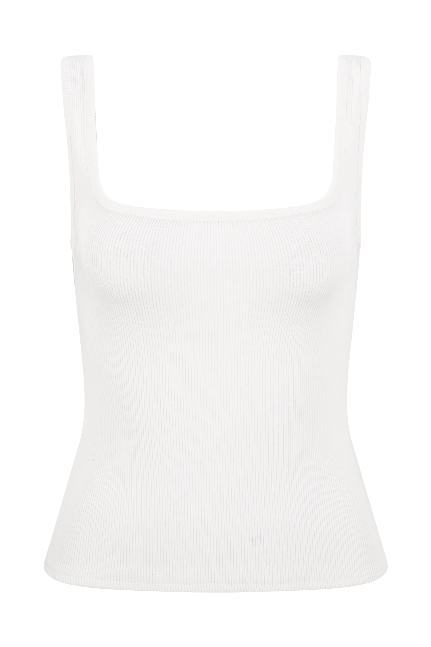 Aisling Ribbed Square Neck Sleeveless Top - Ivory - Image 9