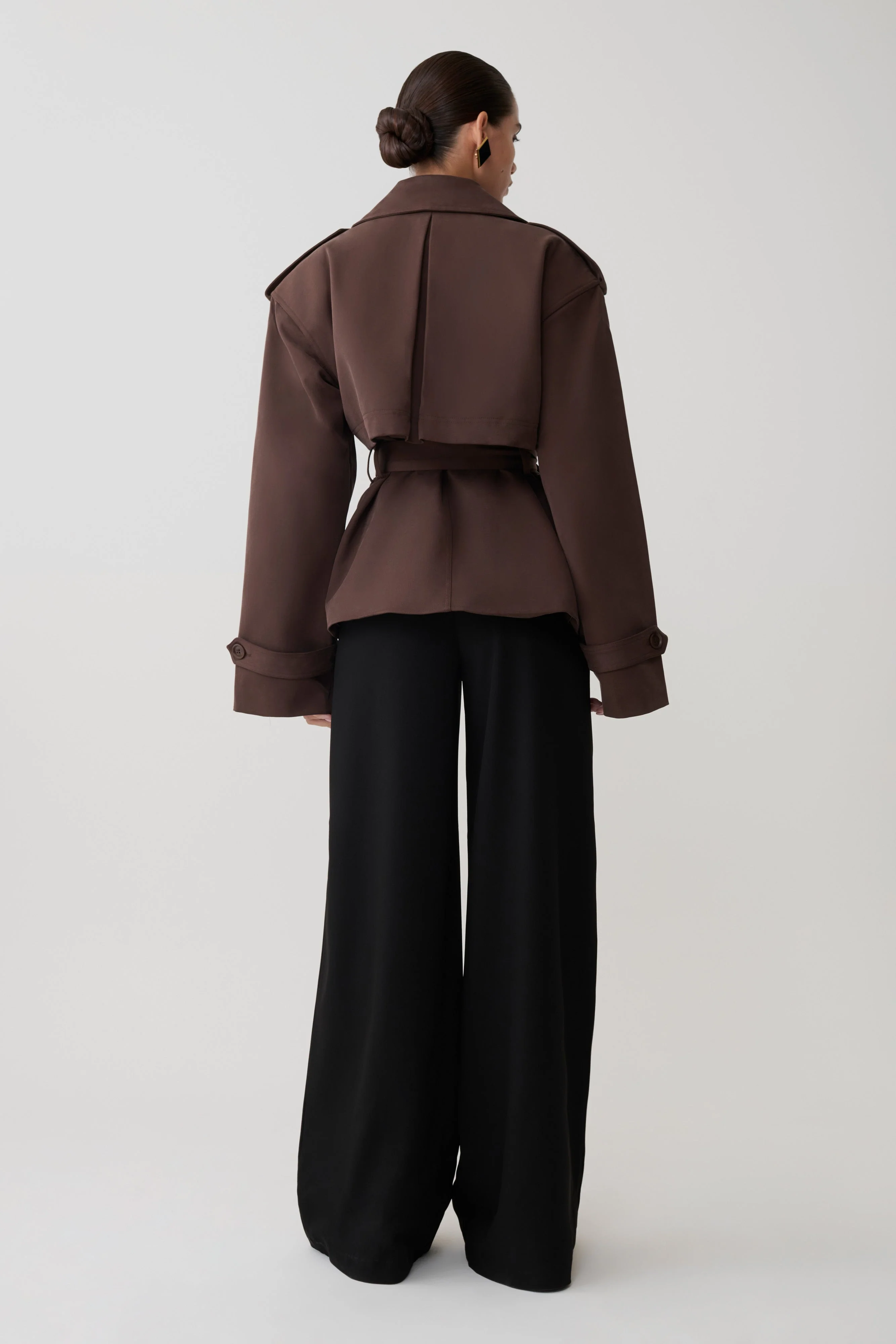 Alden Short Trench Jacket - Chocolate - Image 3