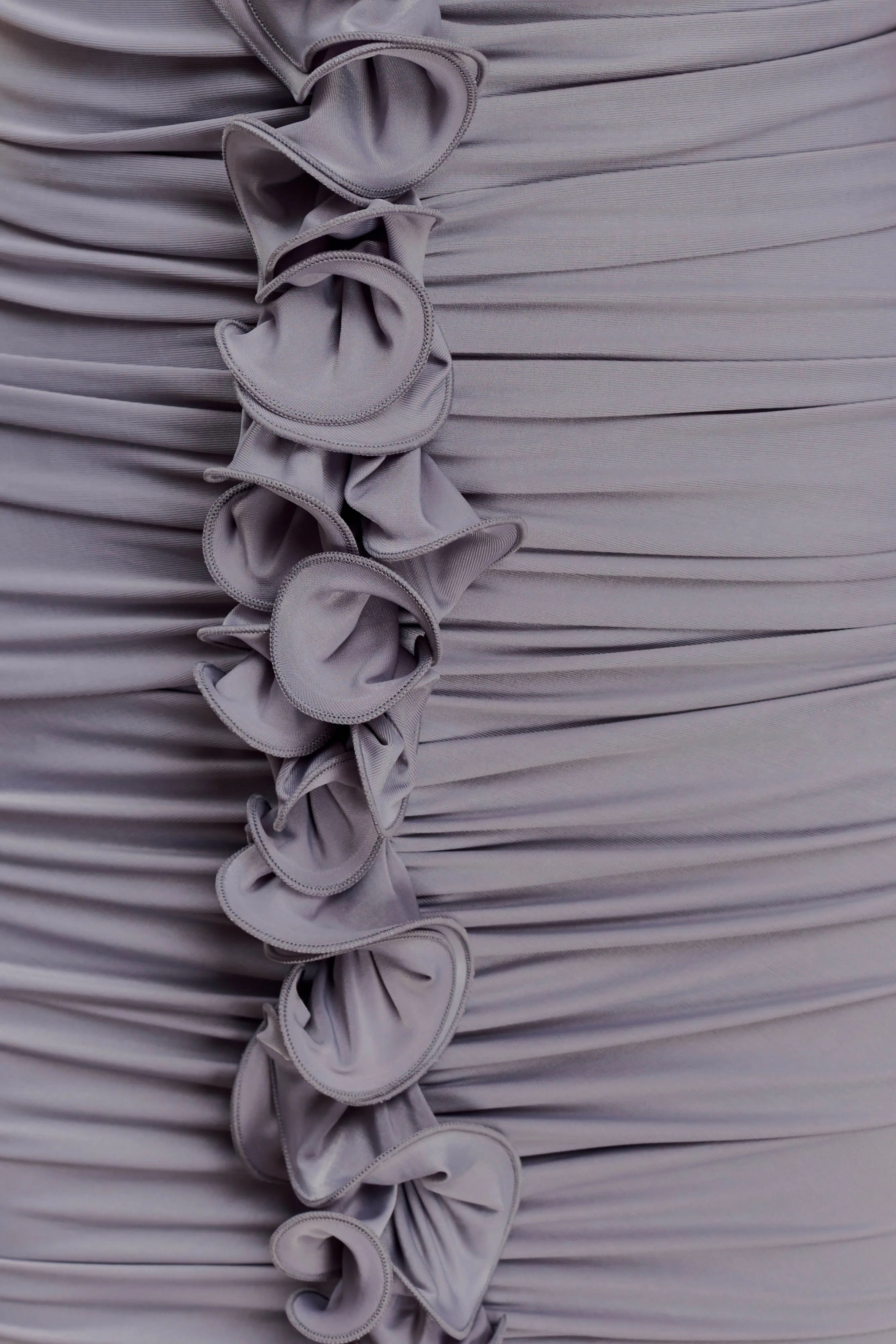 Alessandra Slinky Ruffle Maxi Dress - Grey - Image 6