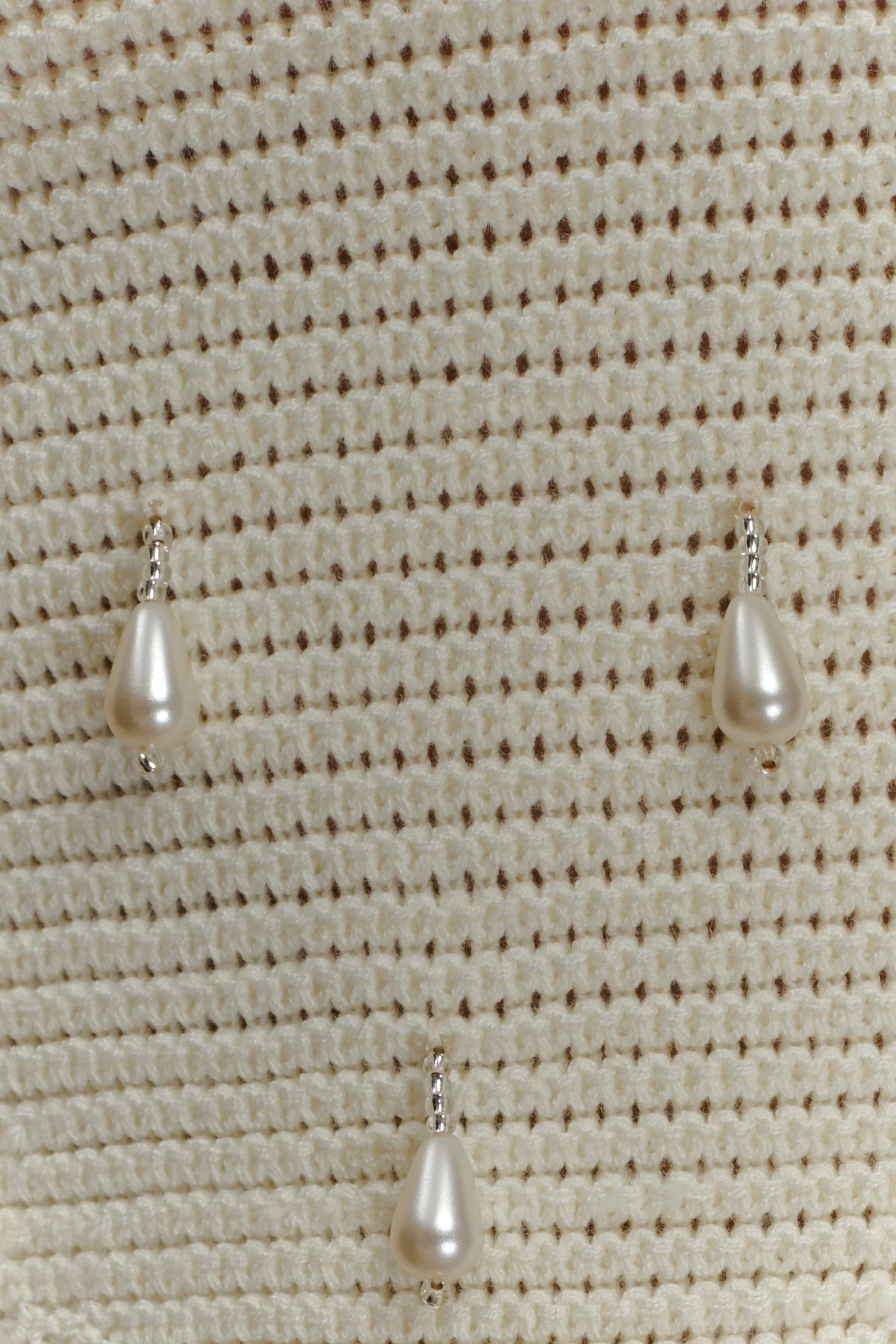 Aletta Knit Pearl Halter Top - Ivory - Image 5