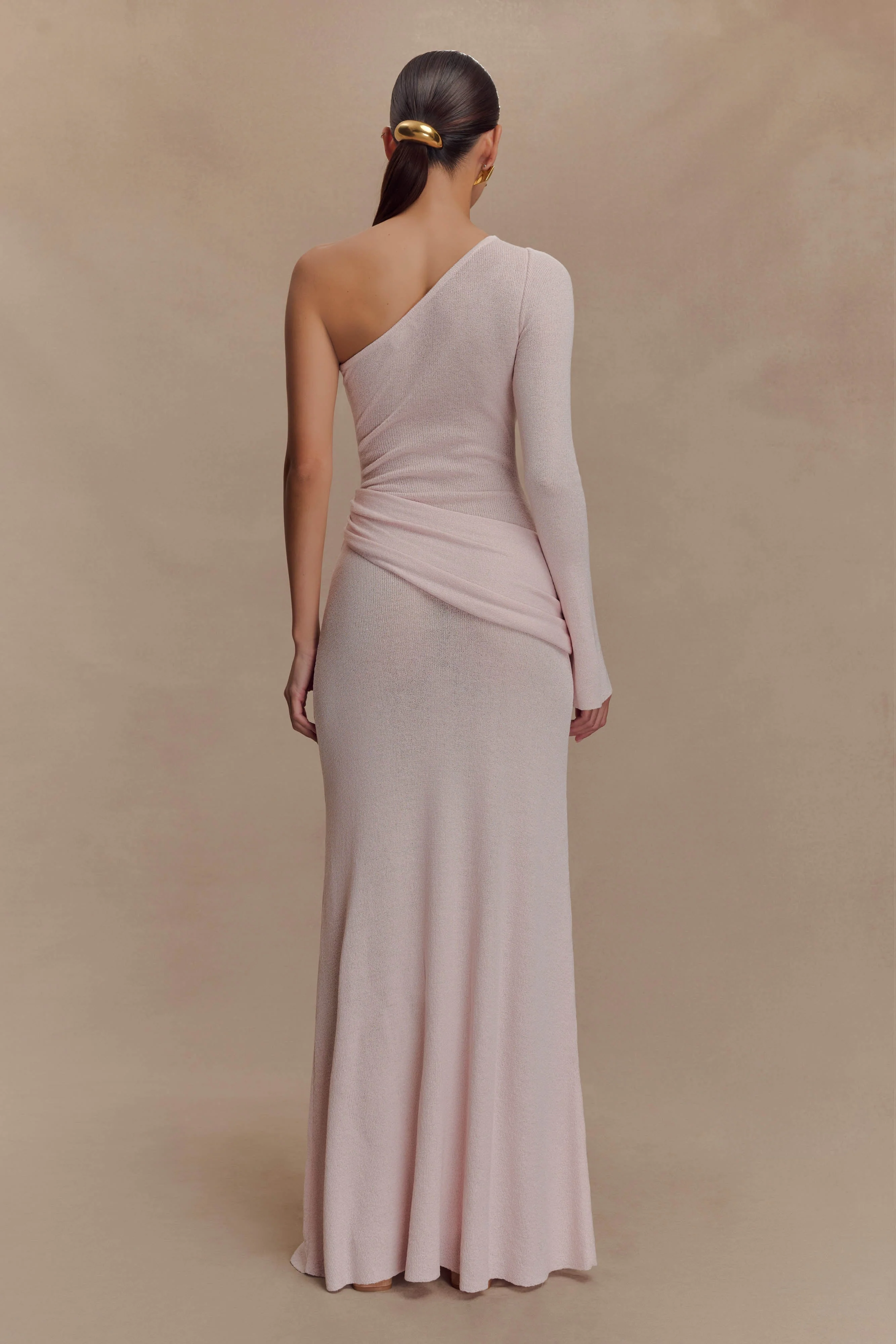Alexius One Shoulder Knit Maxi Dress - Dusty Pink - Image 3