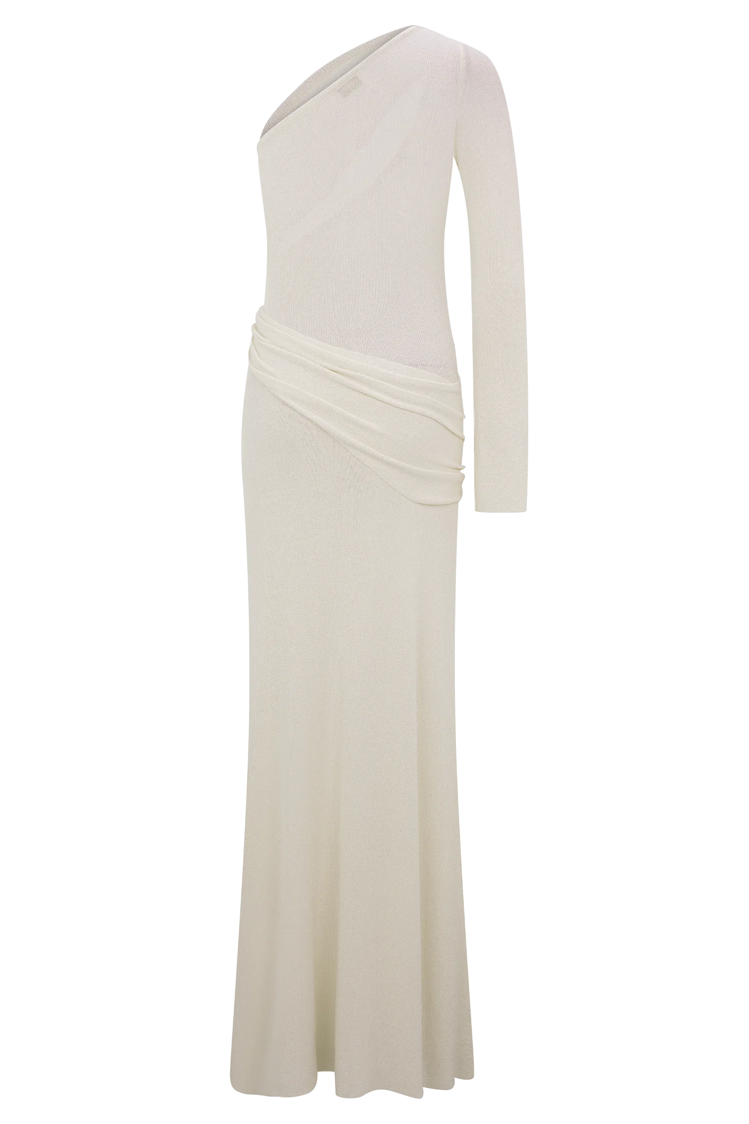 Alexius One Shoulder Knit Maxi Dress - Ivory - Image 11
