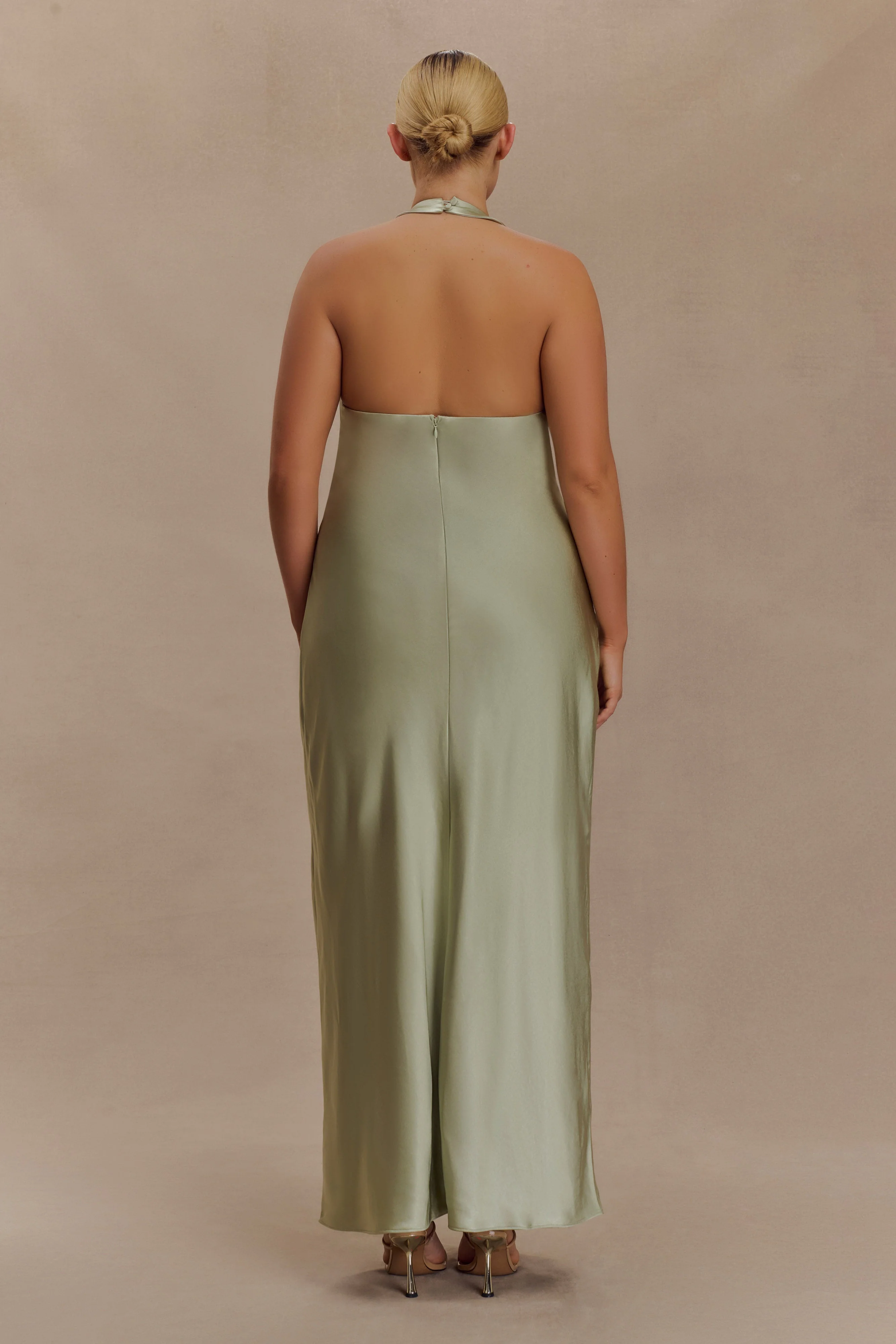 Alice Satin Halter Maxi Dress - Sage - Image 6