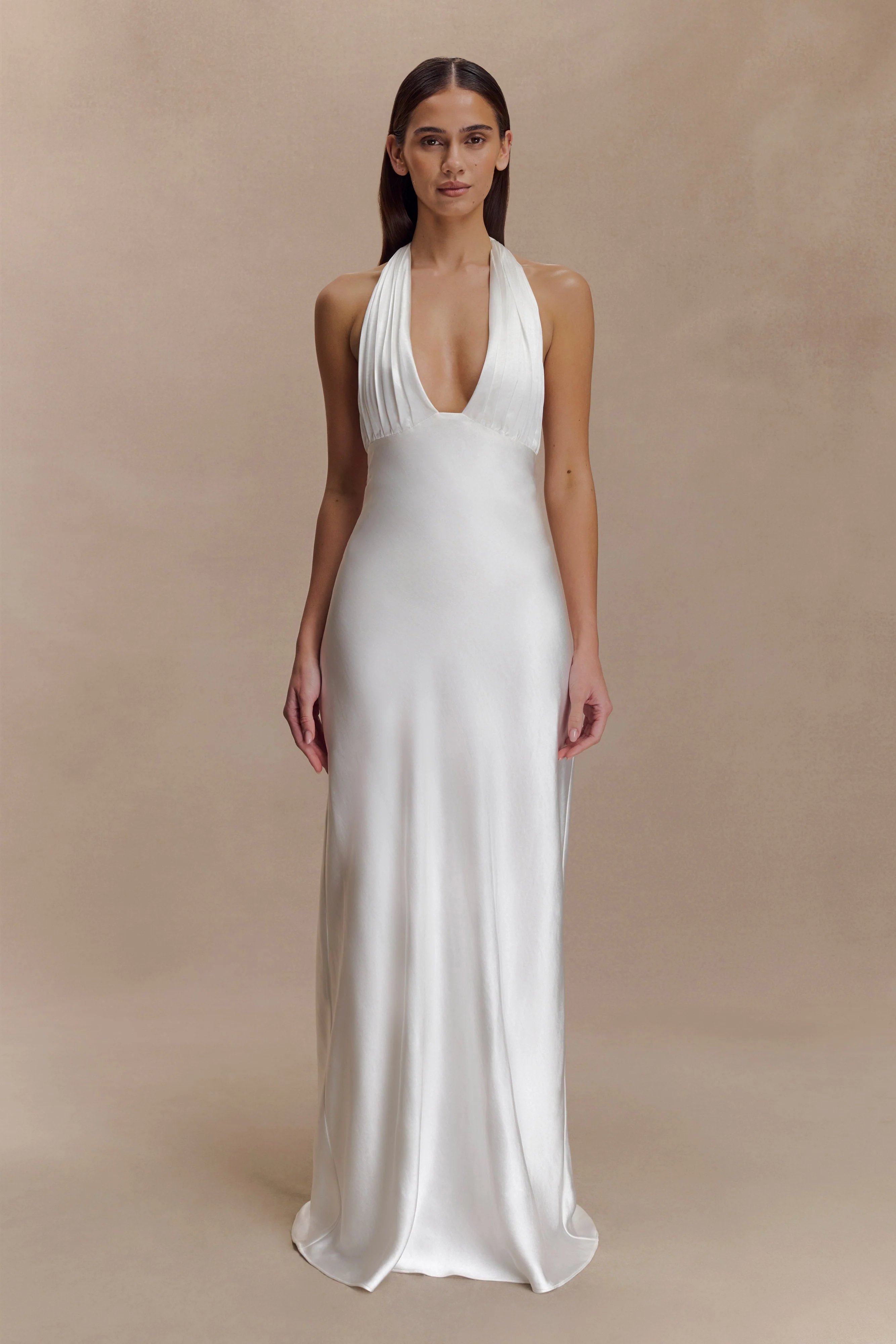 Alice Satin Halter Maxi Dress - White - Image 4