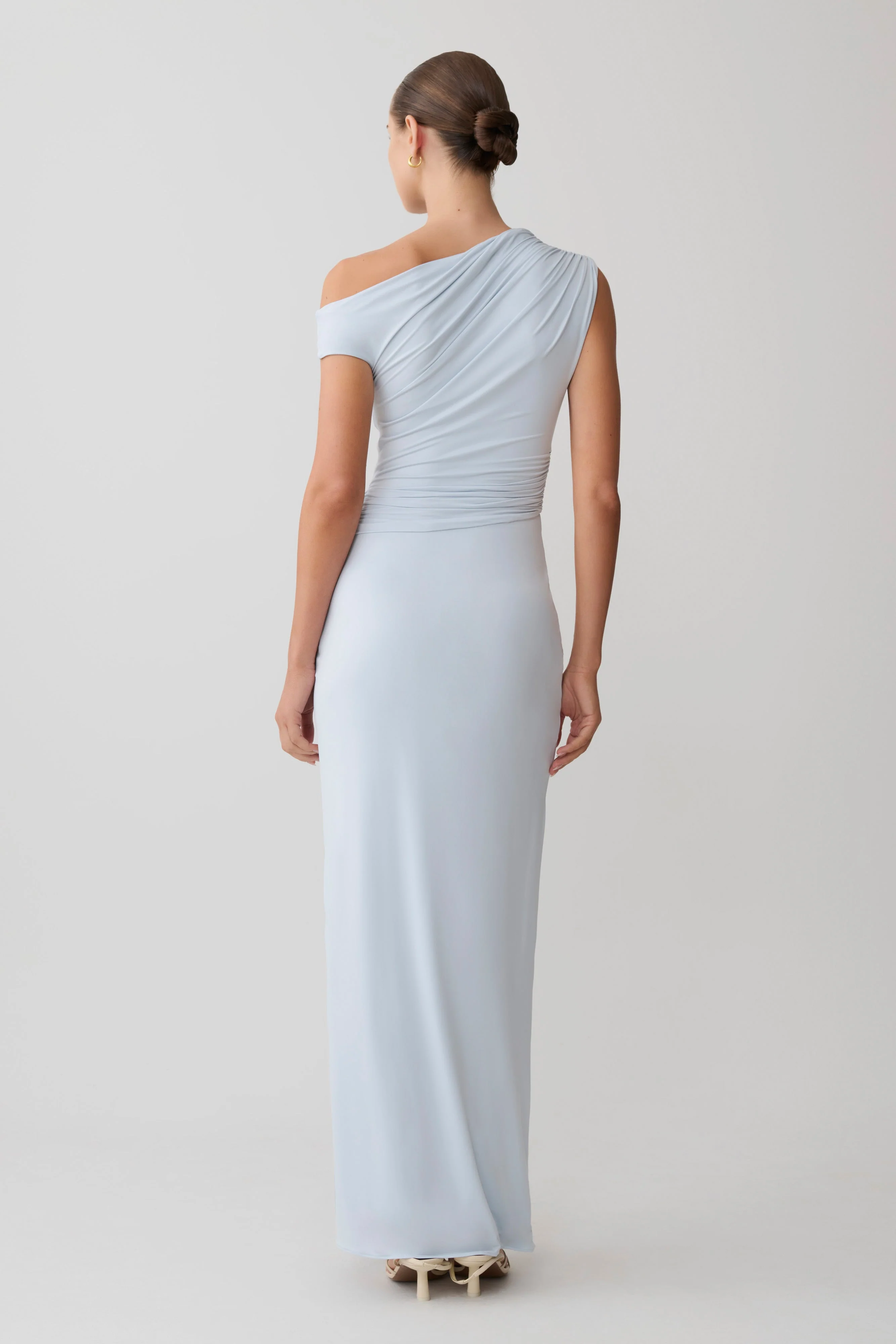 Alyn Off Shoulder Draped Maxi Dress - Pale Blue - Image 2