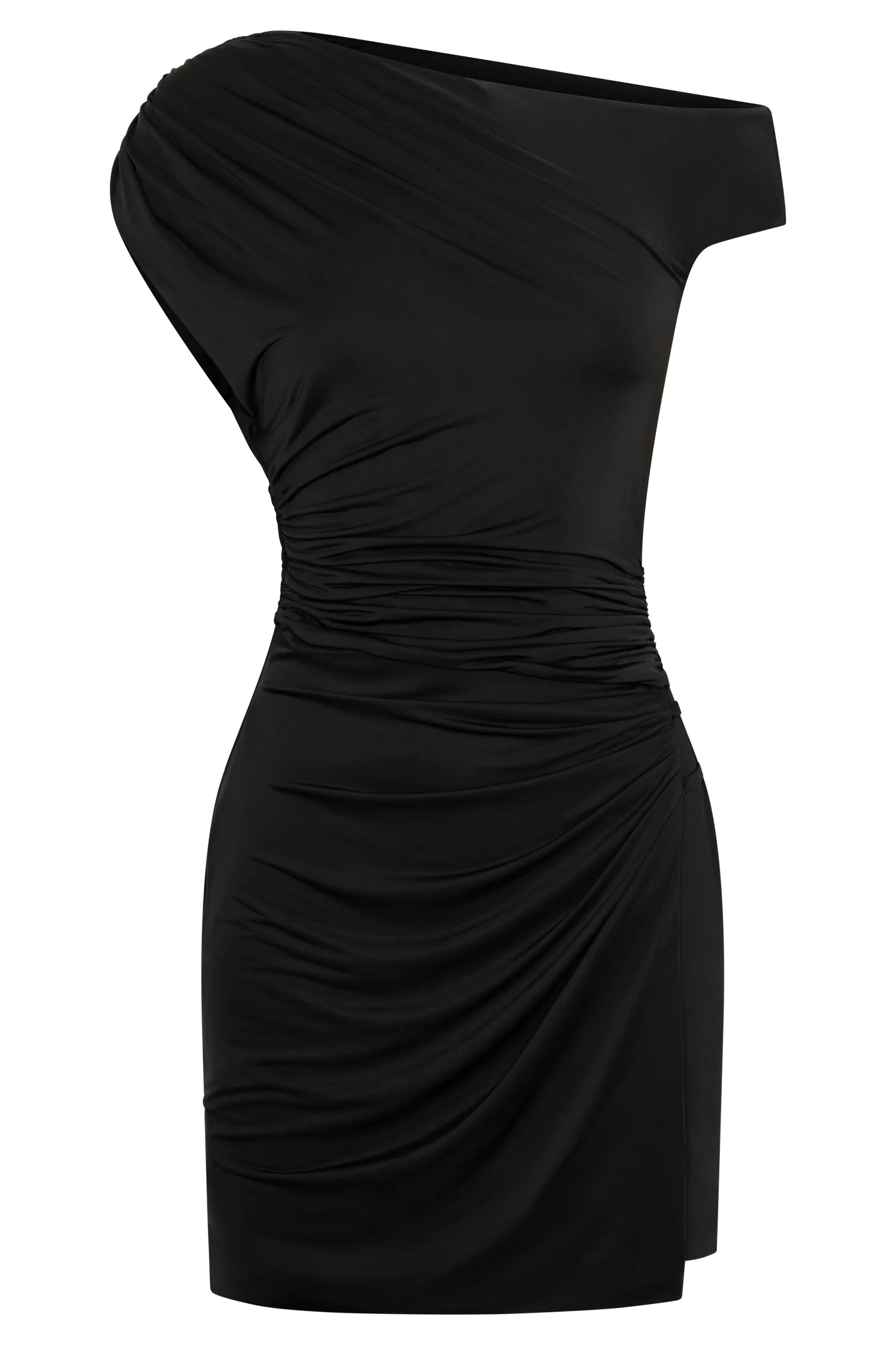 Alyn Off Shoulder Draped Mini Dress - Black - Image 9