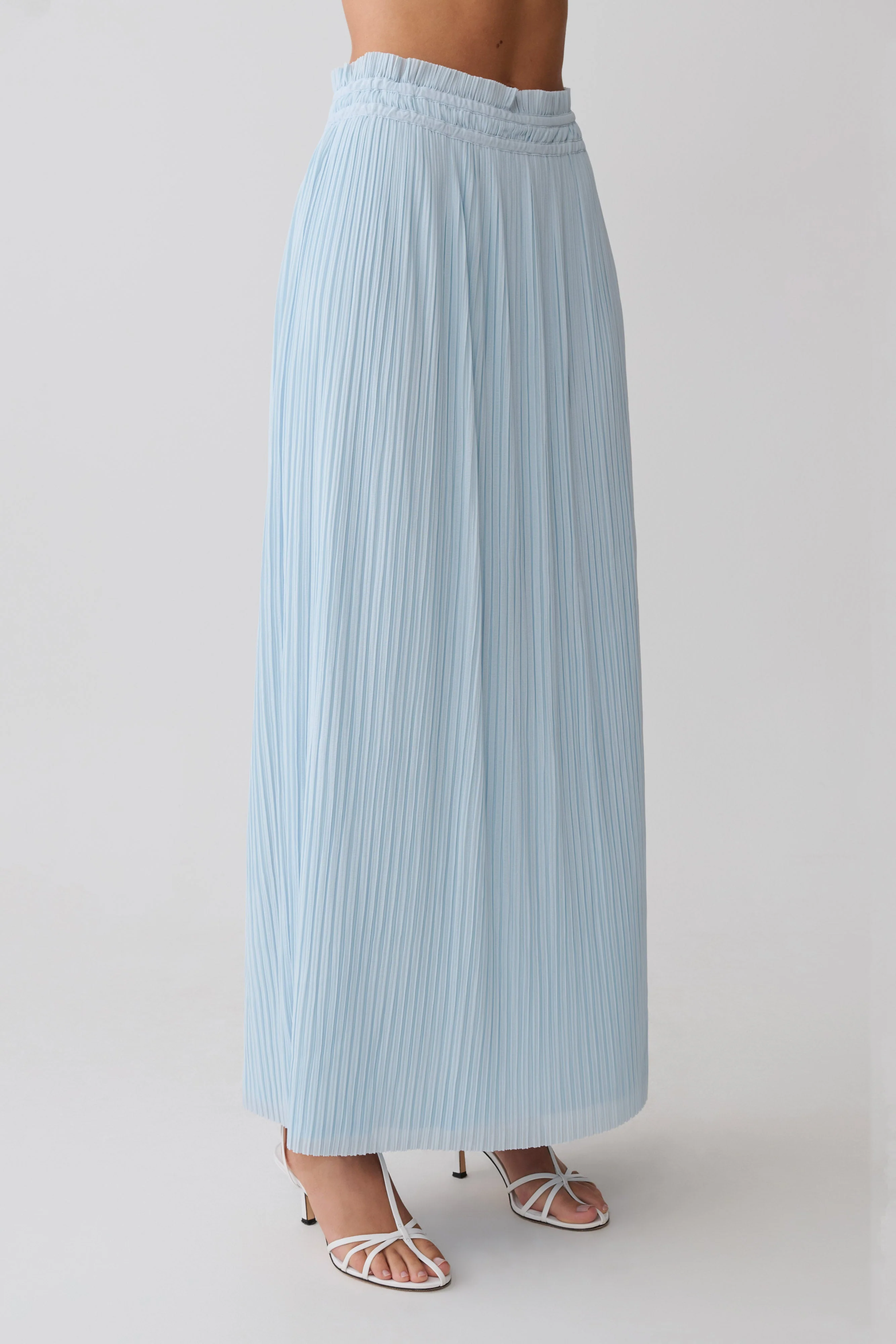 Amaris Gathered Plisse Maxi Skirt - Pale Blue - Image 6