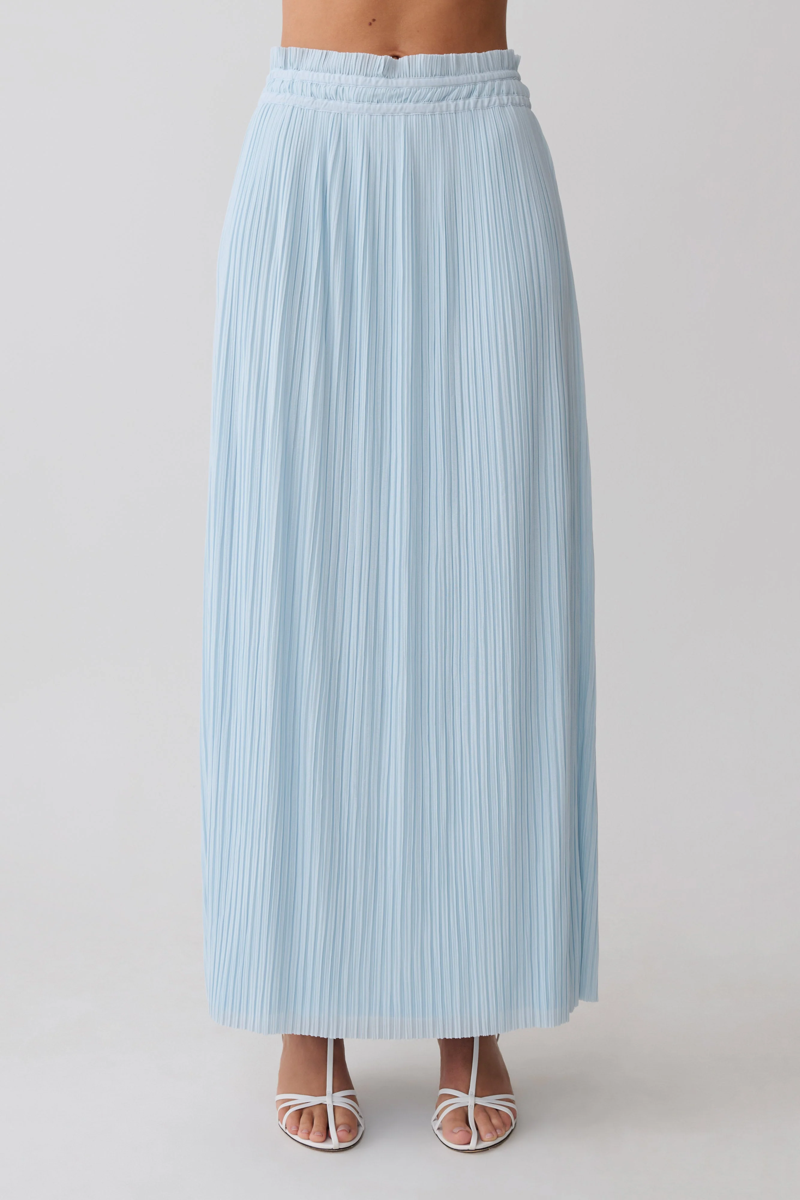Amaris Gathered Plisse Maxi Skirt - Pale Blue - Image 8