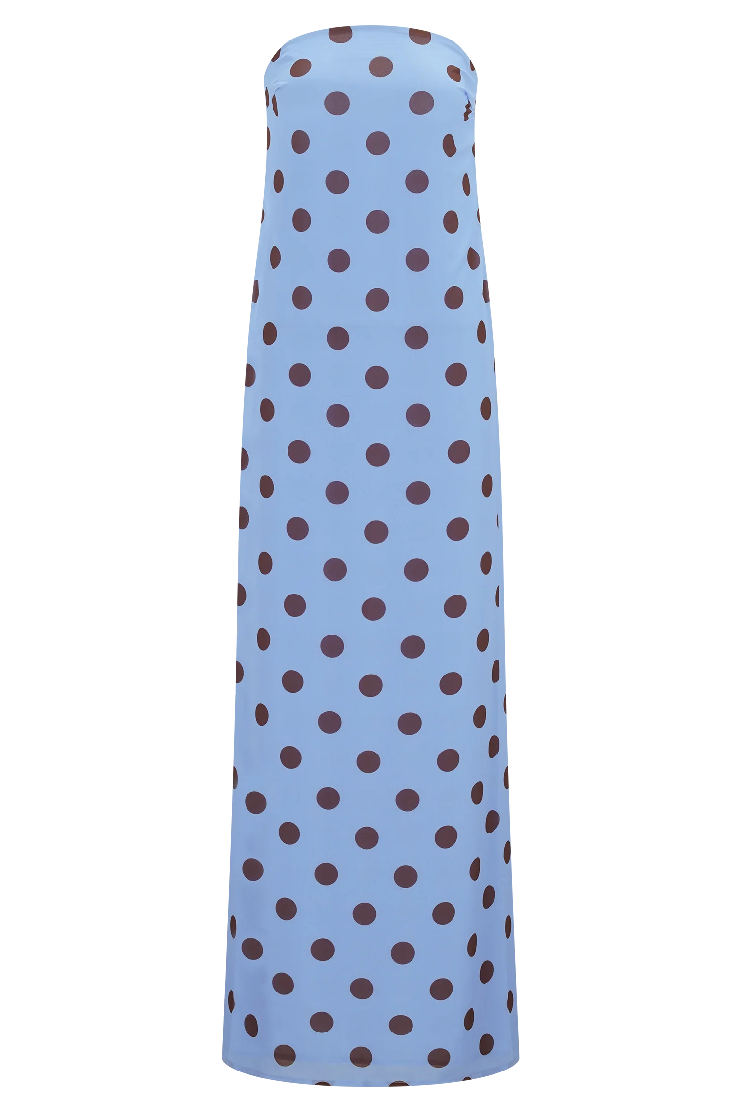 Amaya Strapless Chiffon Maxi Dress - Blue Polka Dot - Image 6