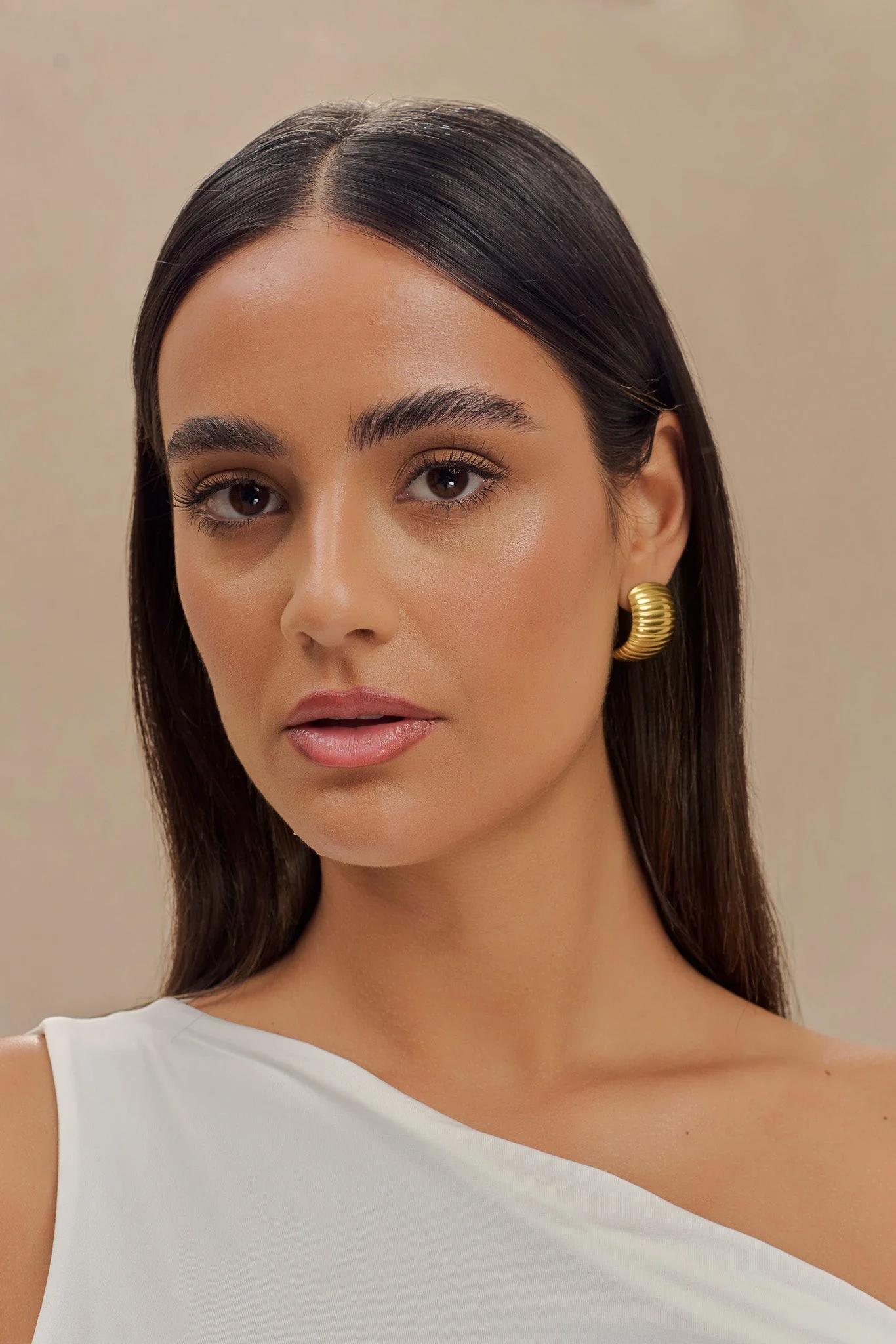 Amelia Textured Hoop - Gold - Image 3