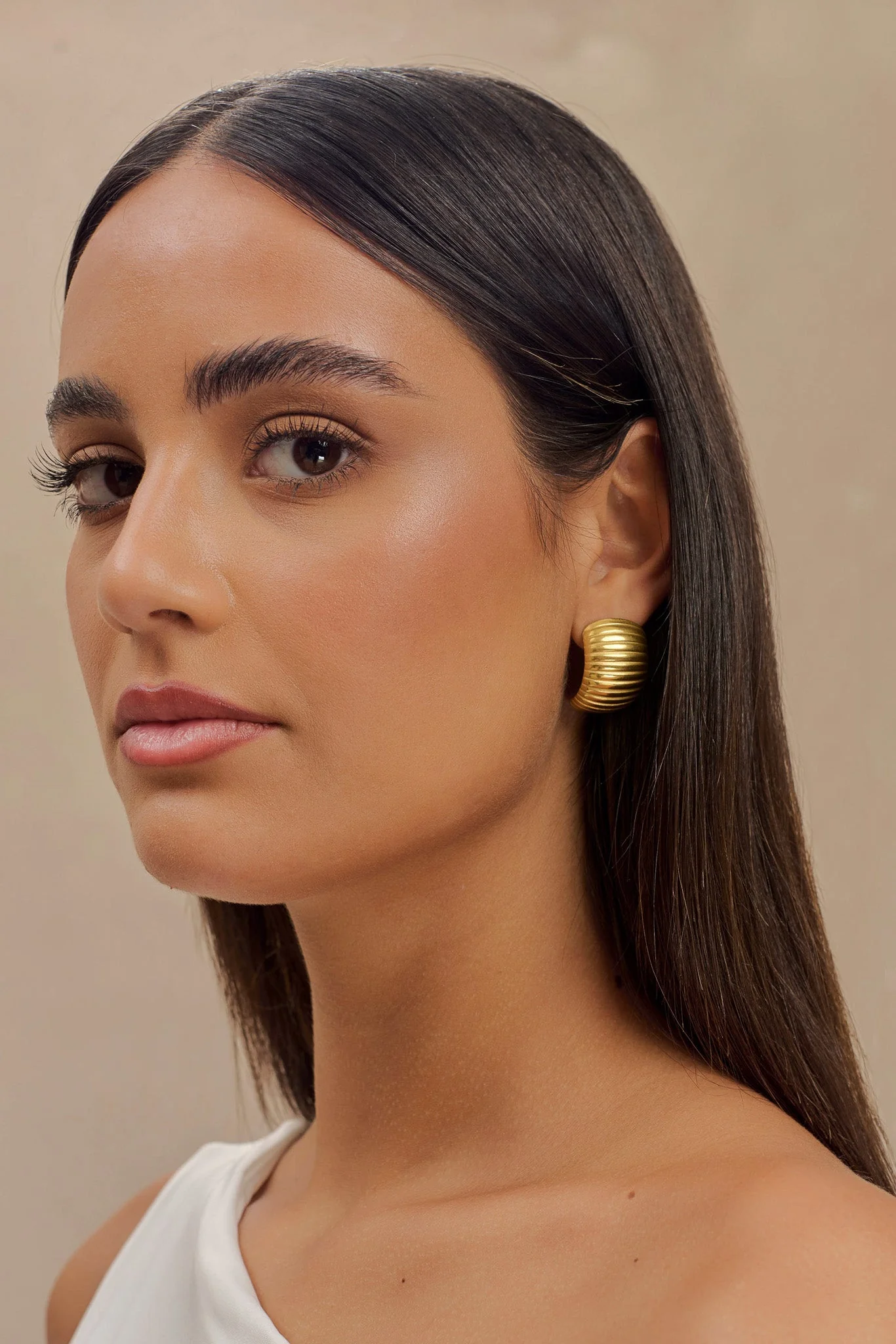 Amelia Textured Hoop - Gold - Image 5