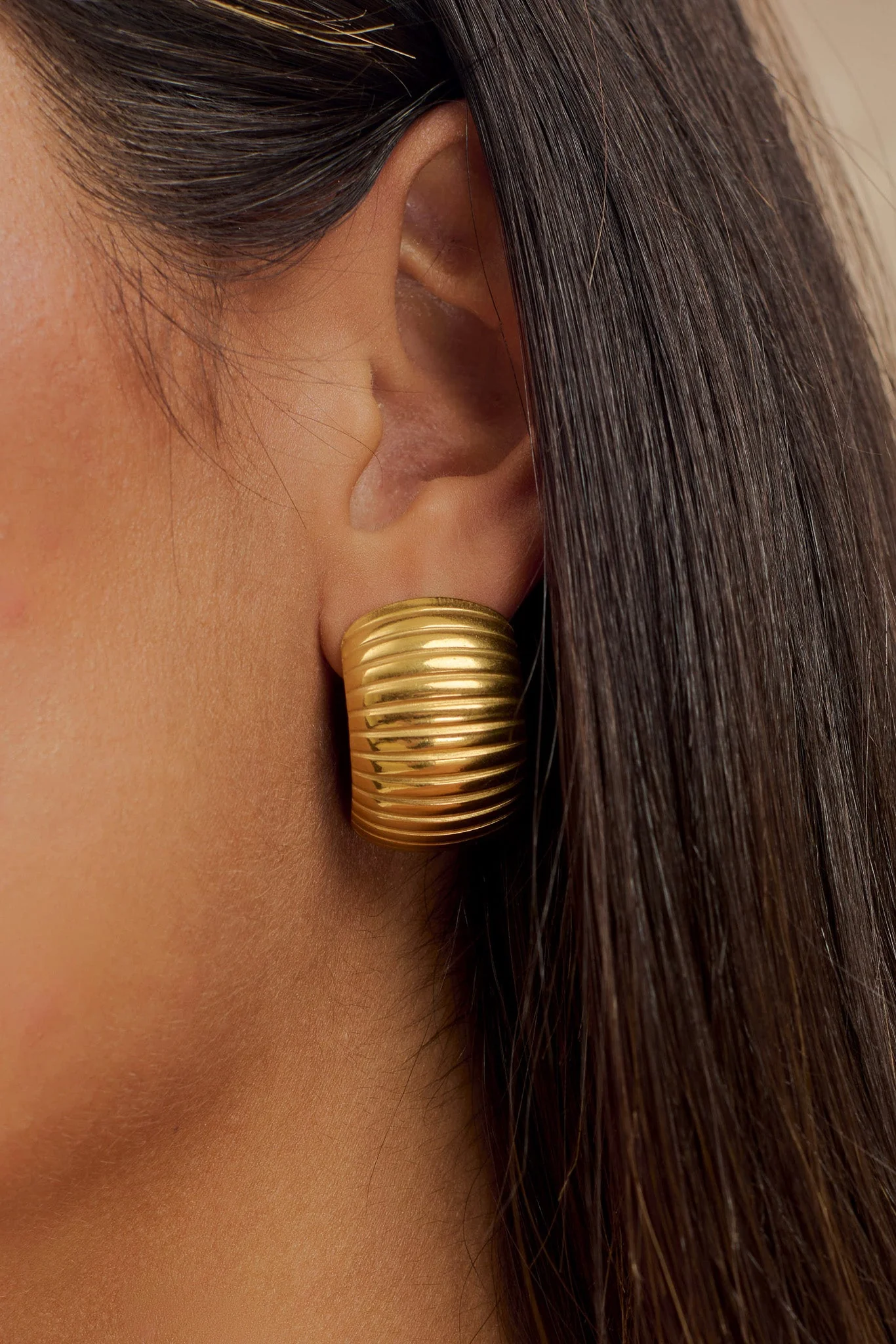Amelia Textured Hoop - Gold - Image 7