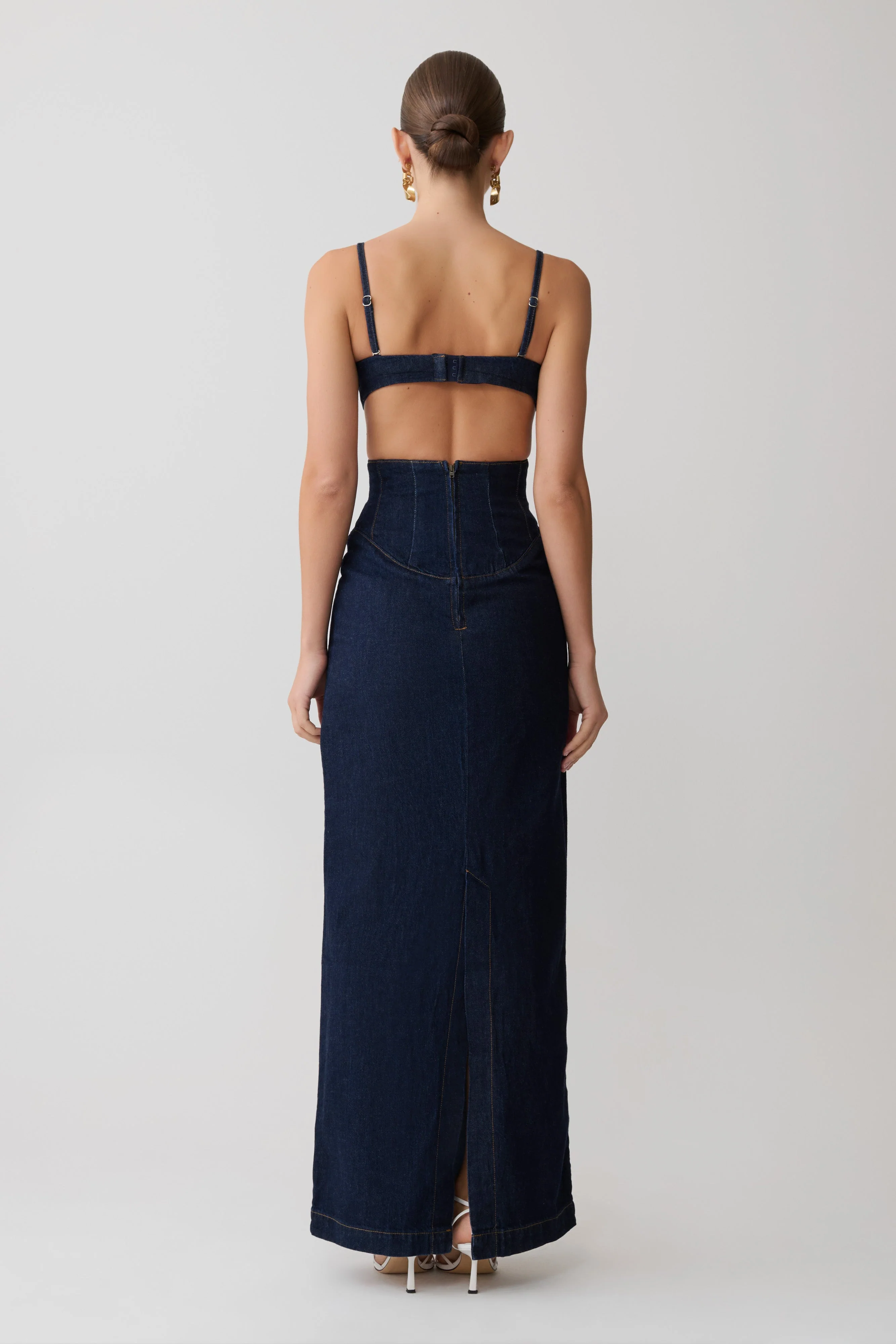 Amila Denim Cupped Maxi Dress - Indigo Blue - Image 2