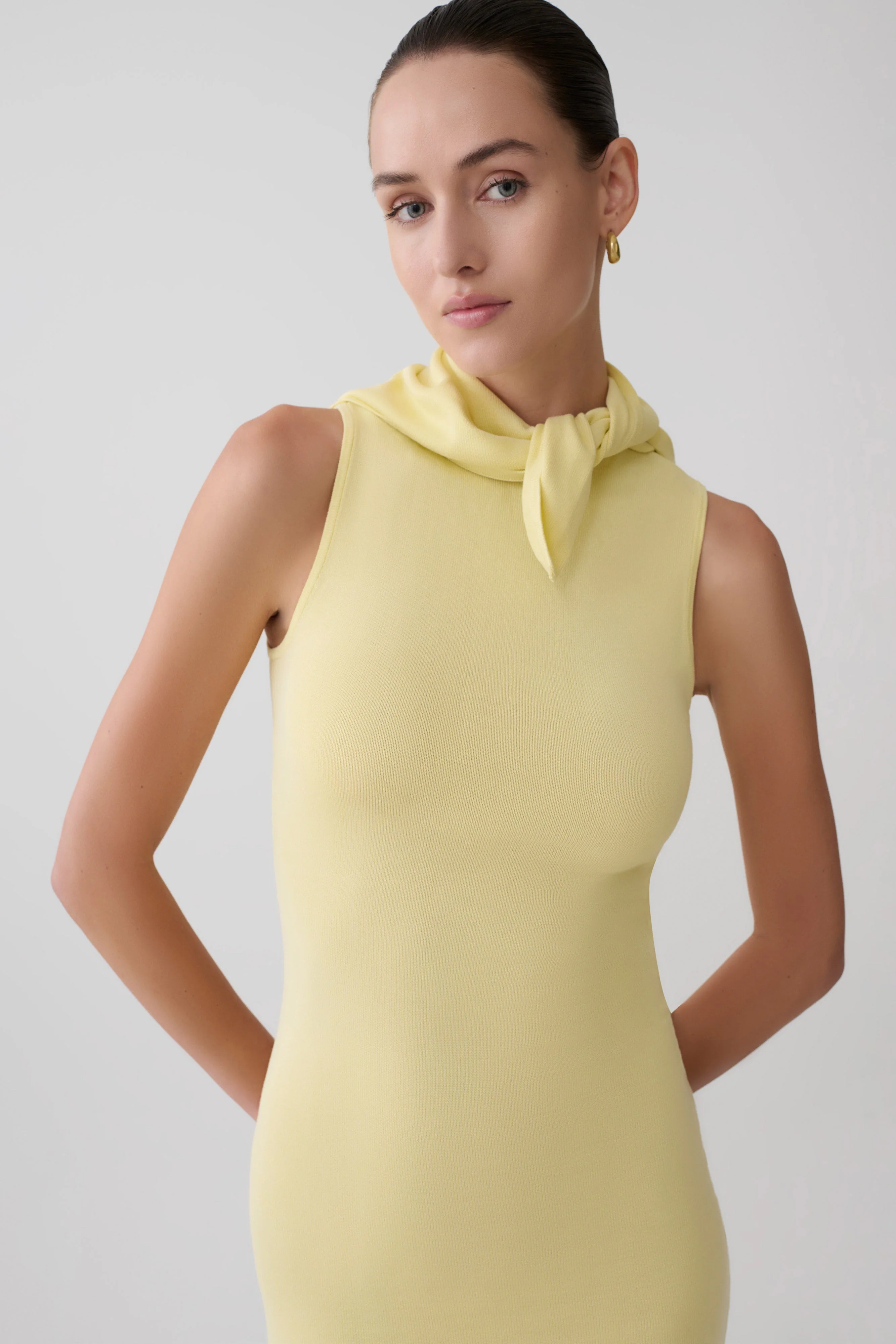 Amilee Scarf Knit Mini Dress - Lemon - Image 3