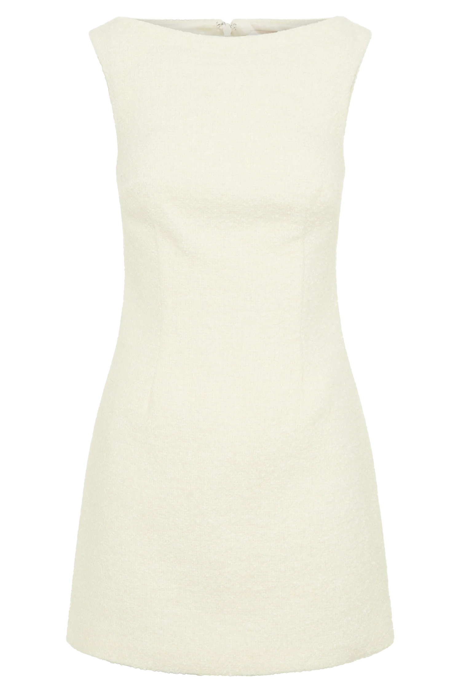 Angela Textured Boucle Mini Dress - Ivory - Image 9
