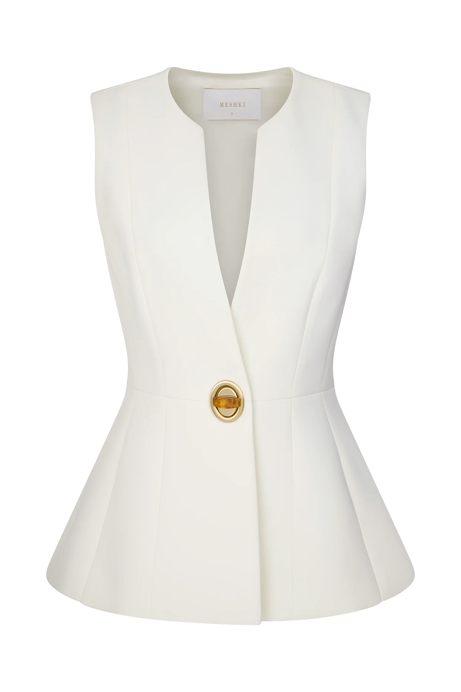 Angelie Suiting Vest Top - Ivory - Image 9