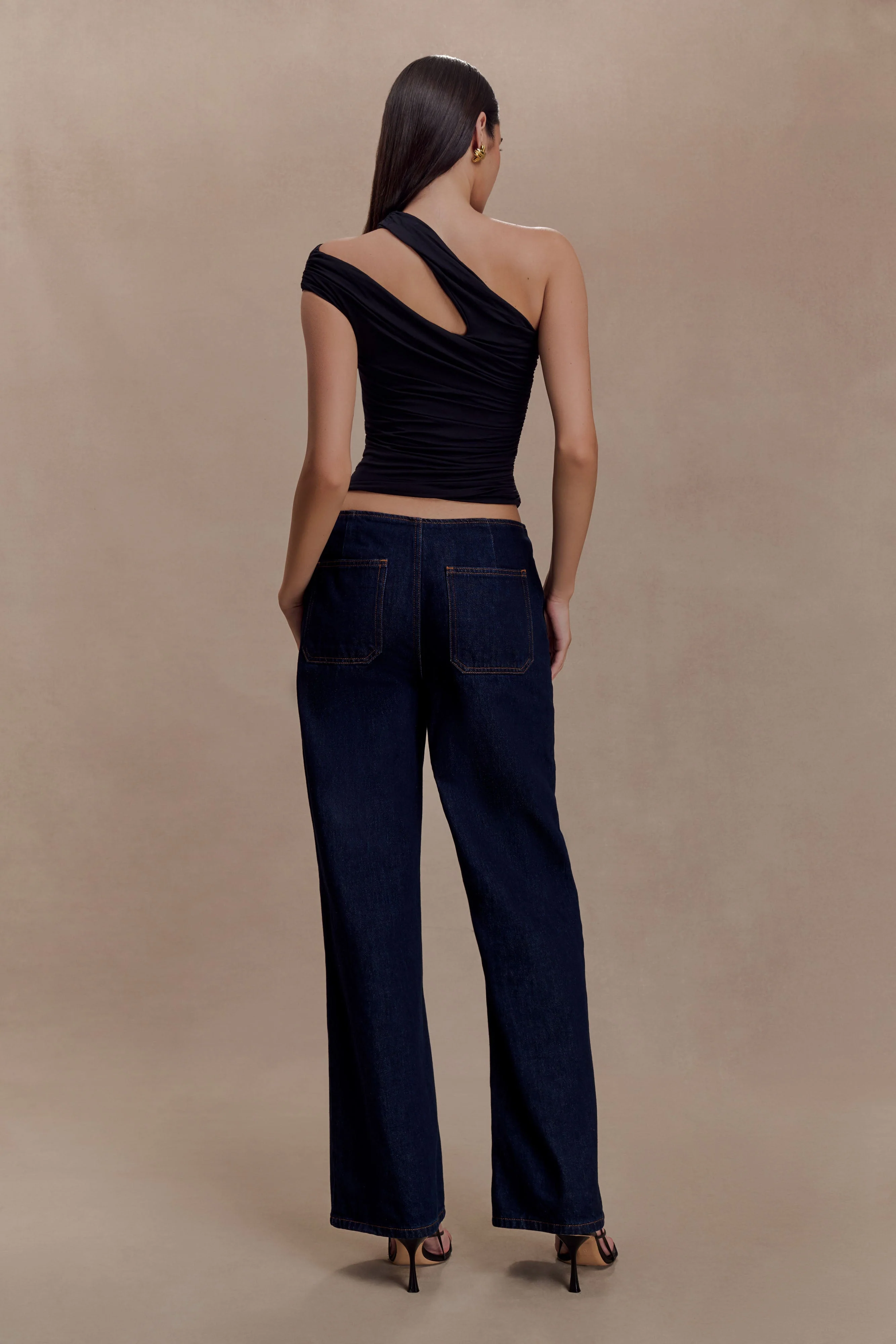 Anna One Shoulder Modal Top - Black - Image 2