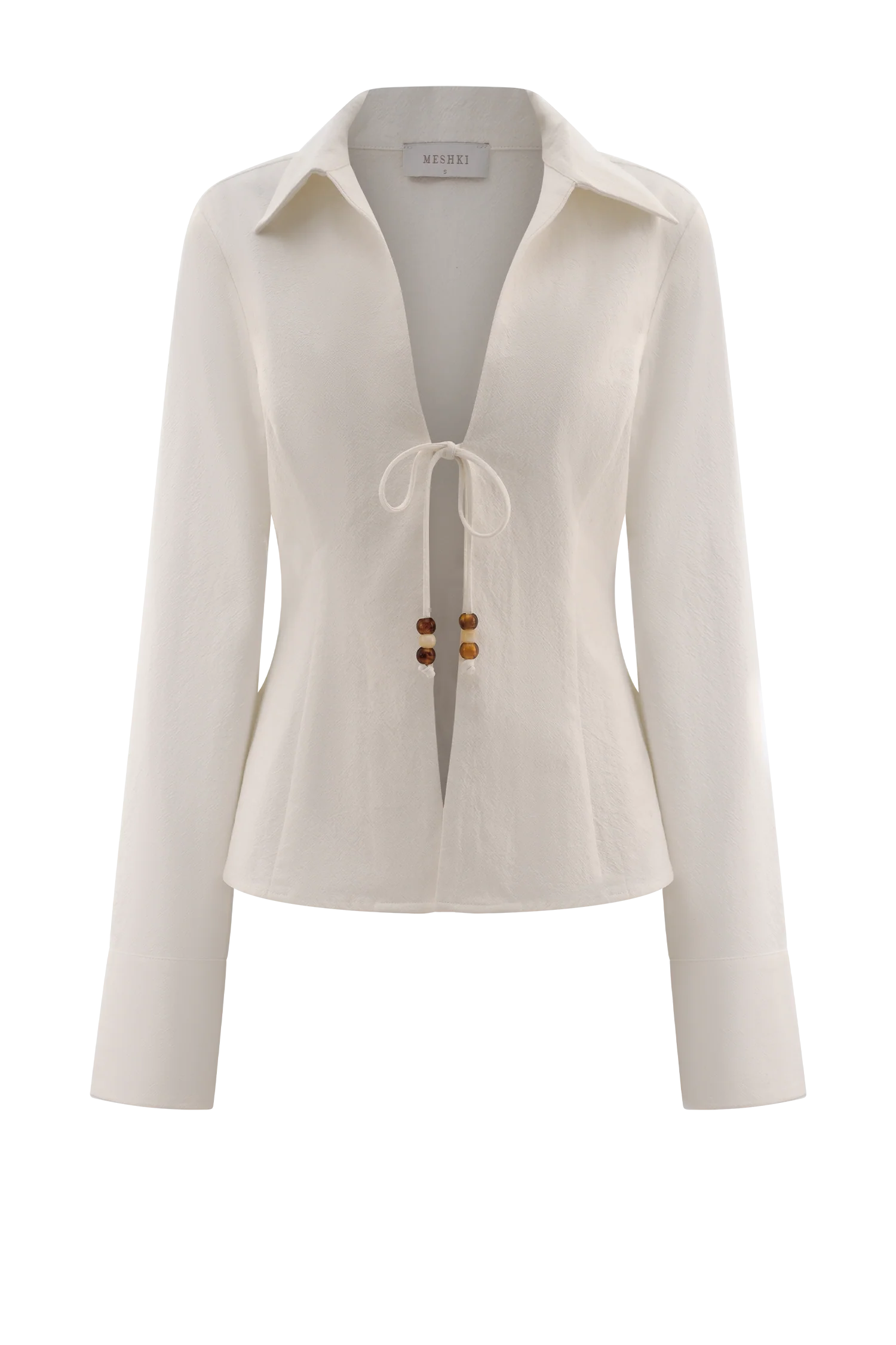 Annalee Cotton Beaded Tie Shirt - White - Image 9