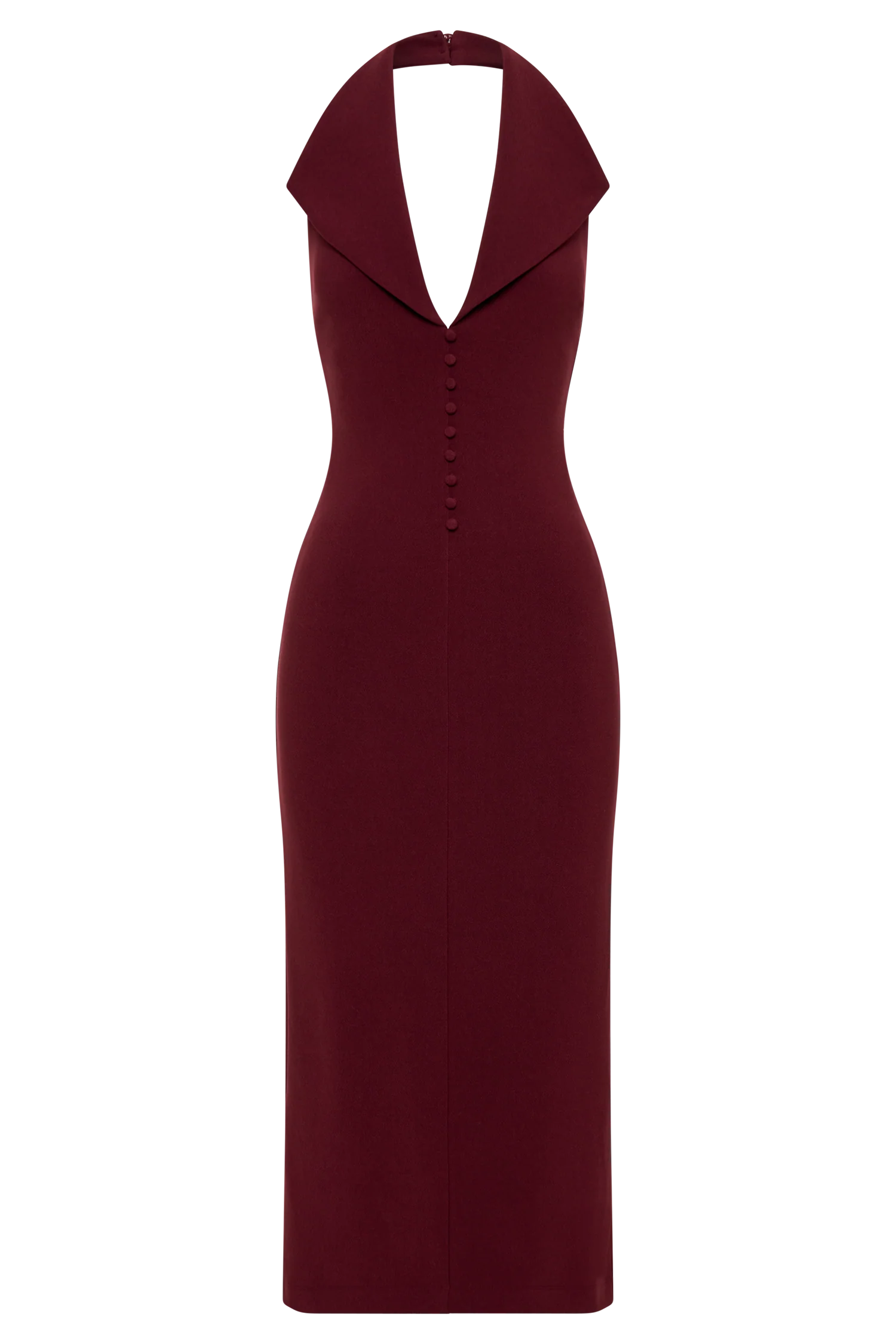 Annita Crepe Halter Midi Dress - Merlot - Image 7