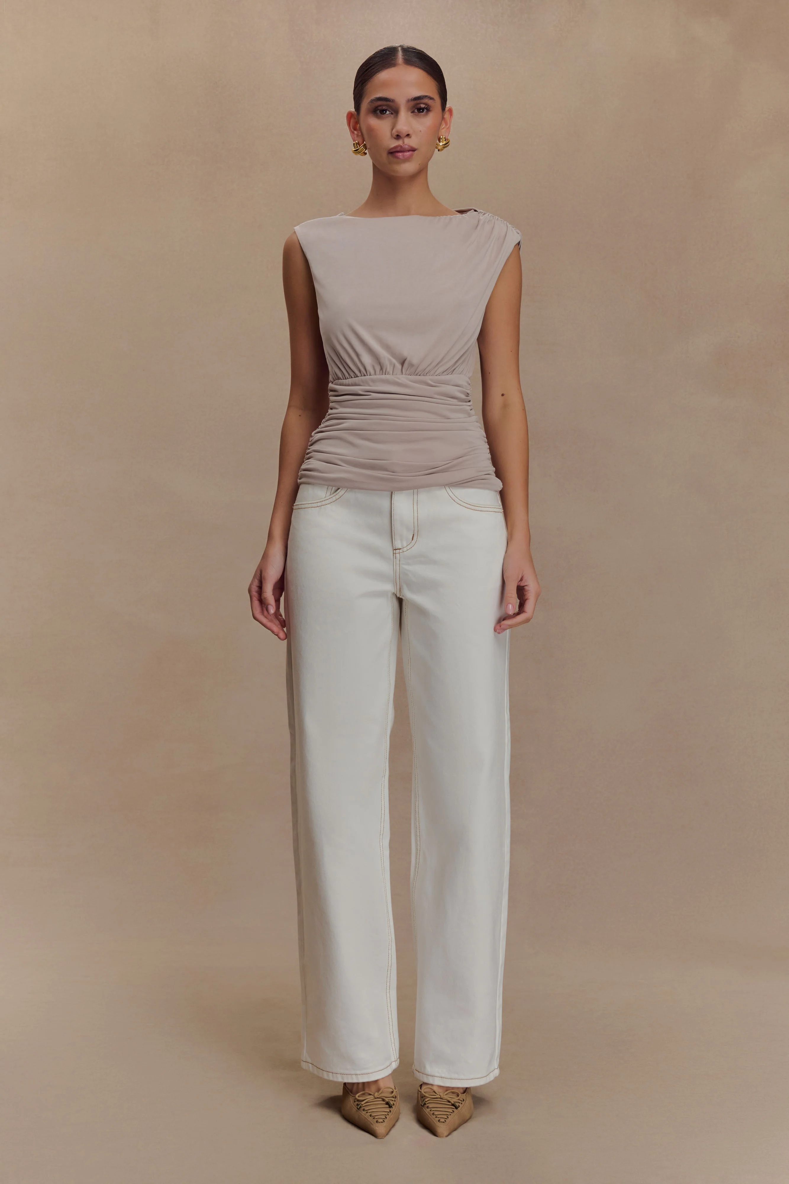 Anthony Short Sleeve Top - Taupe - Image 4