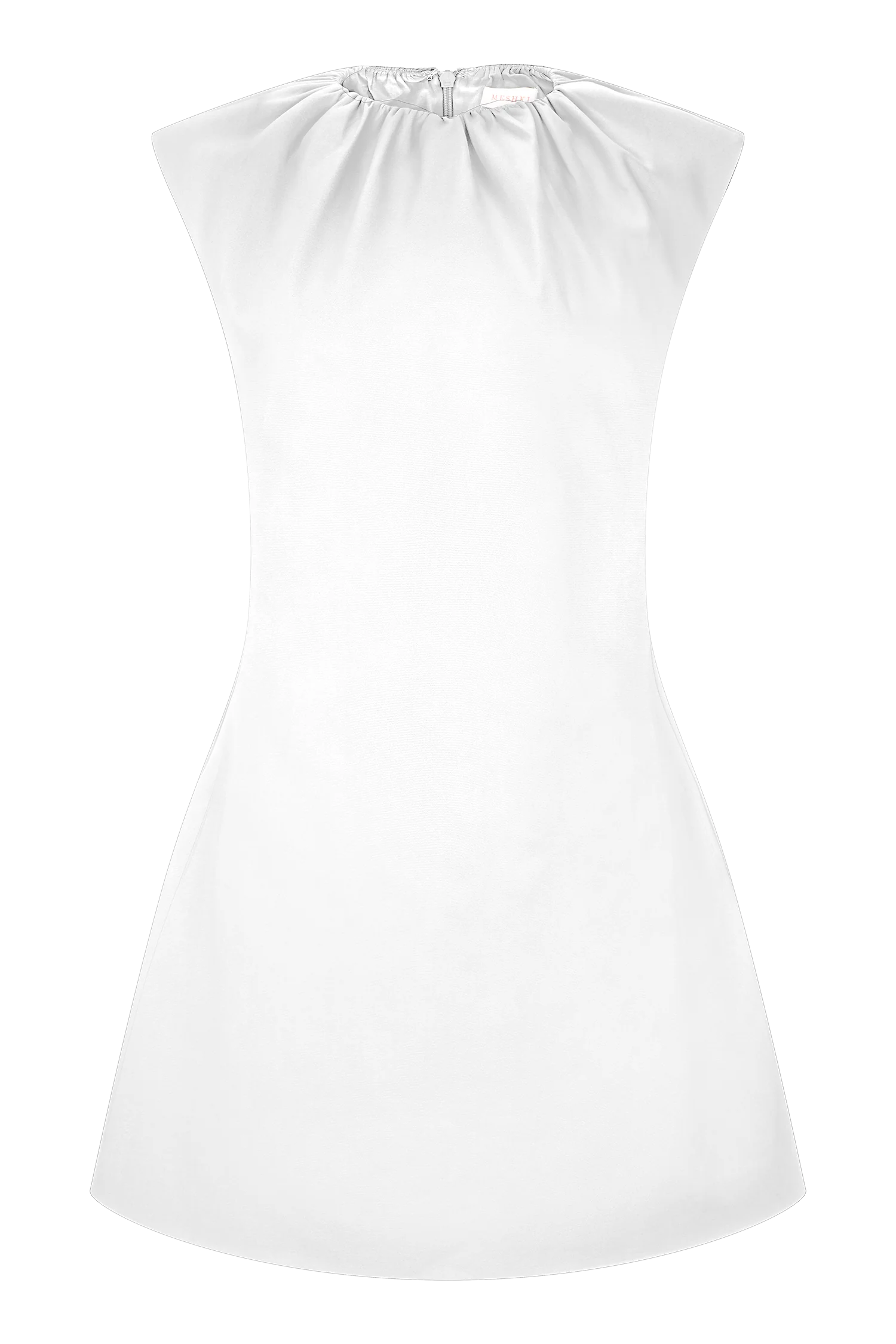 Ariana Pleated Neck Mini Dress - Ivory - Image 8