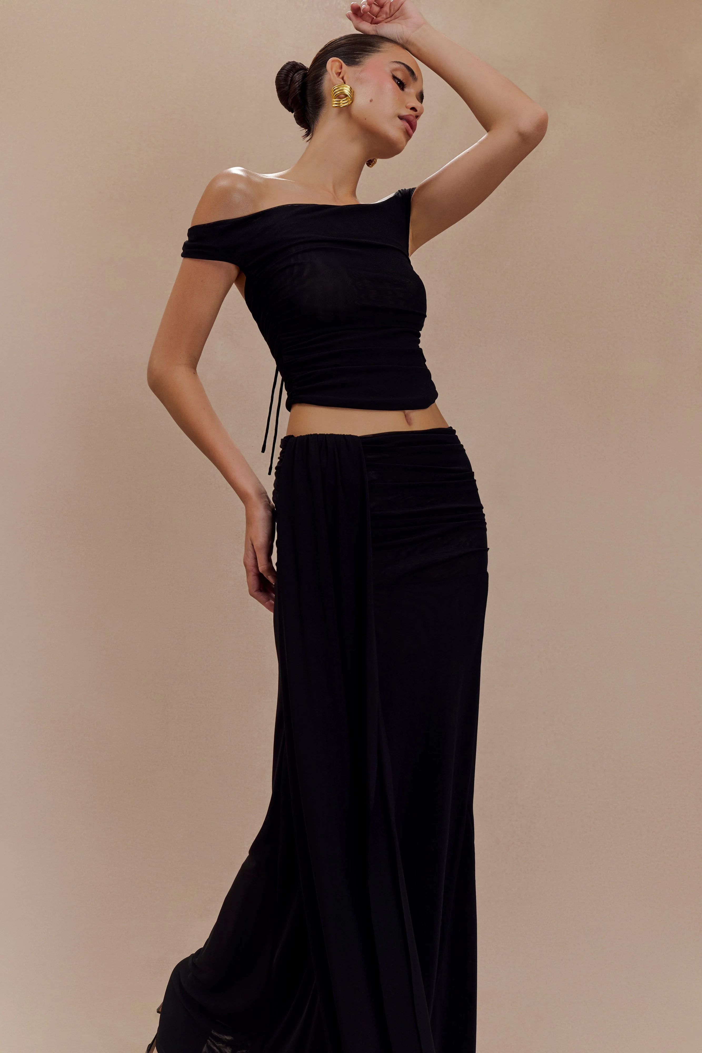 Arna Mesh Maxi Skirt - Black - Image 3