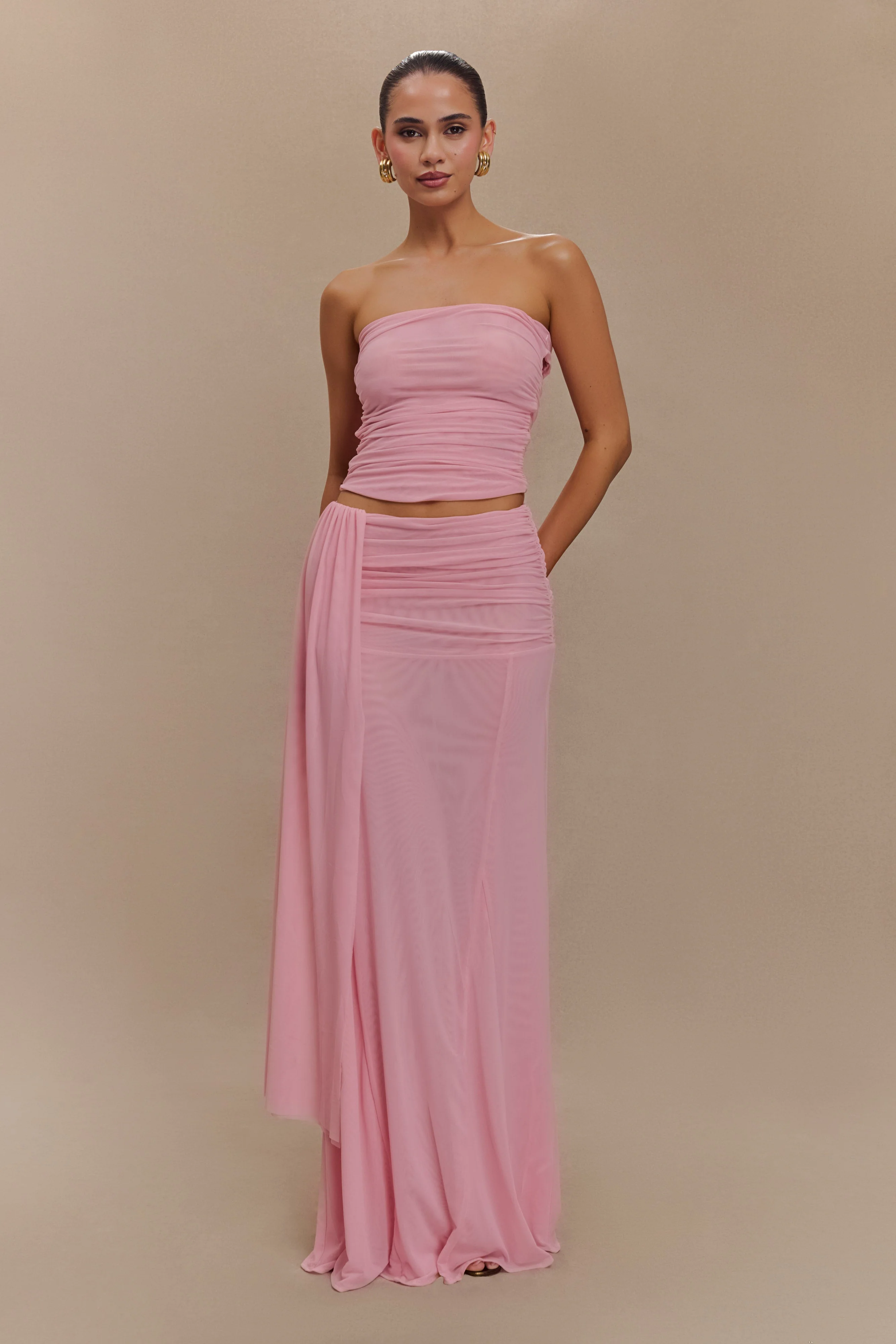 Arna Mesh Maxi Skirt - Candy Pink - Image 6