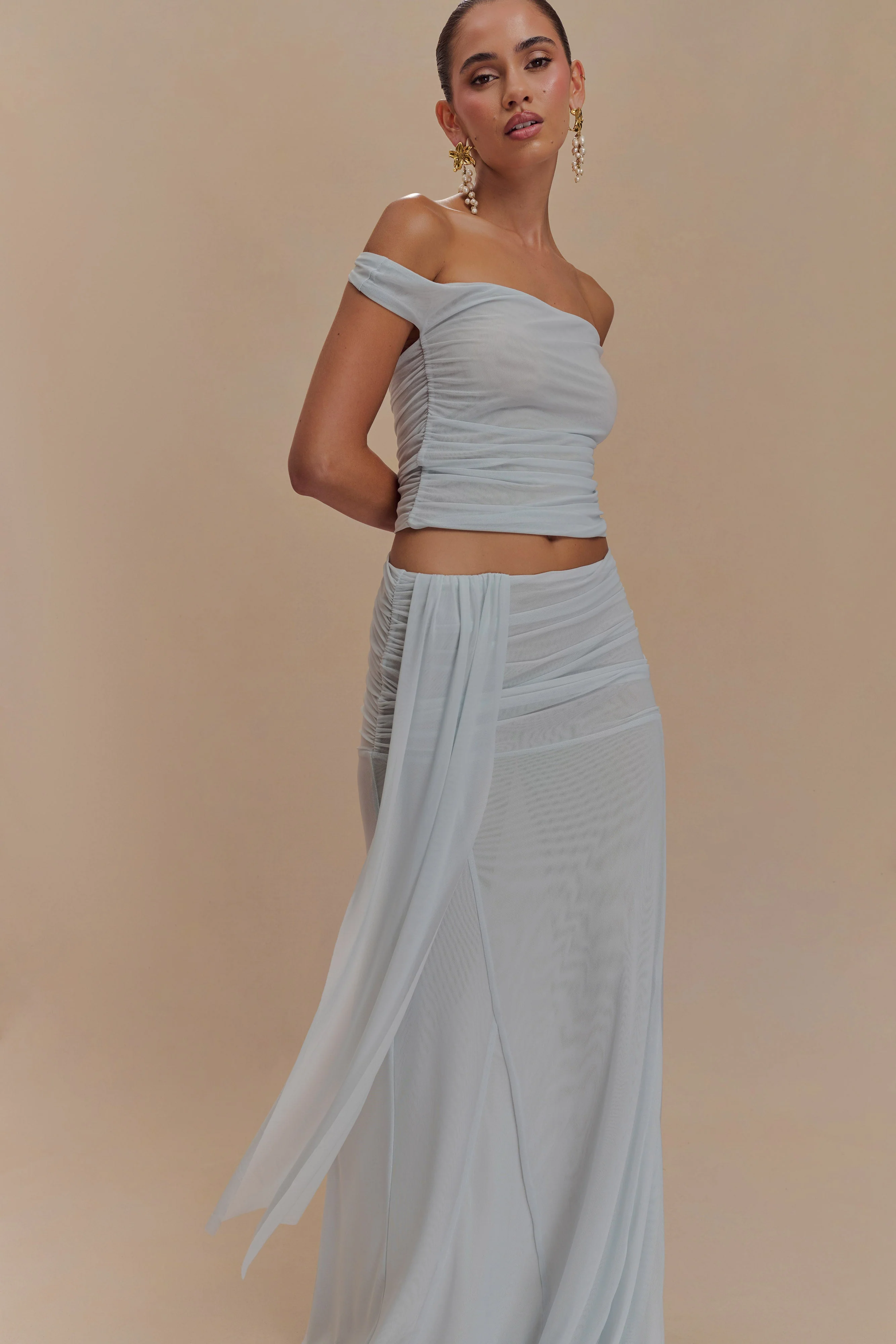Arna Mesh Maxi Skirt - Pale Blue - Image 4