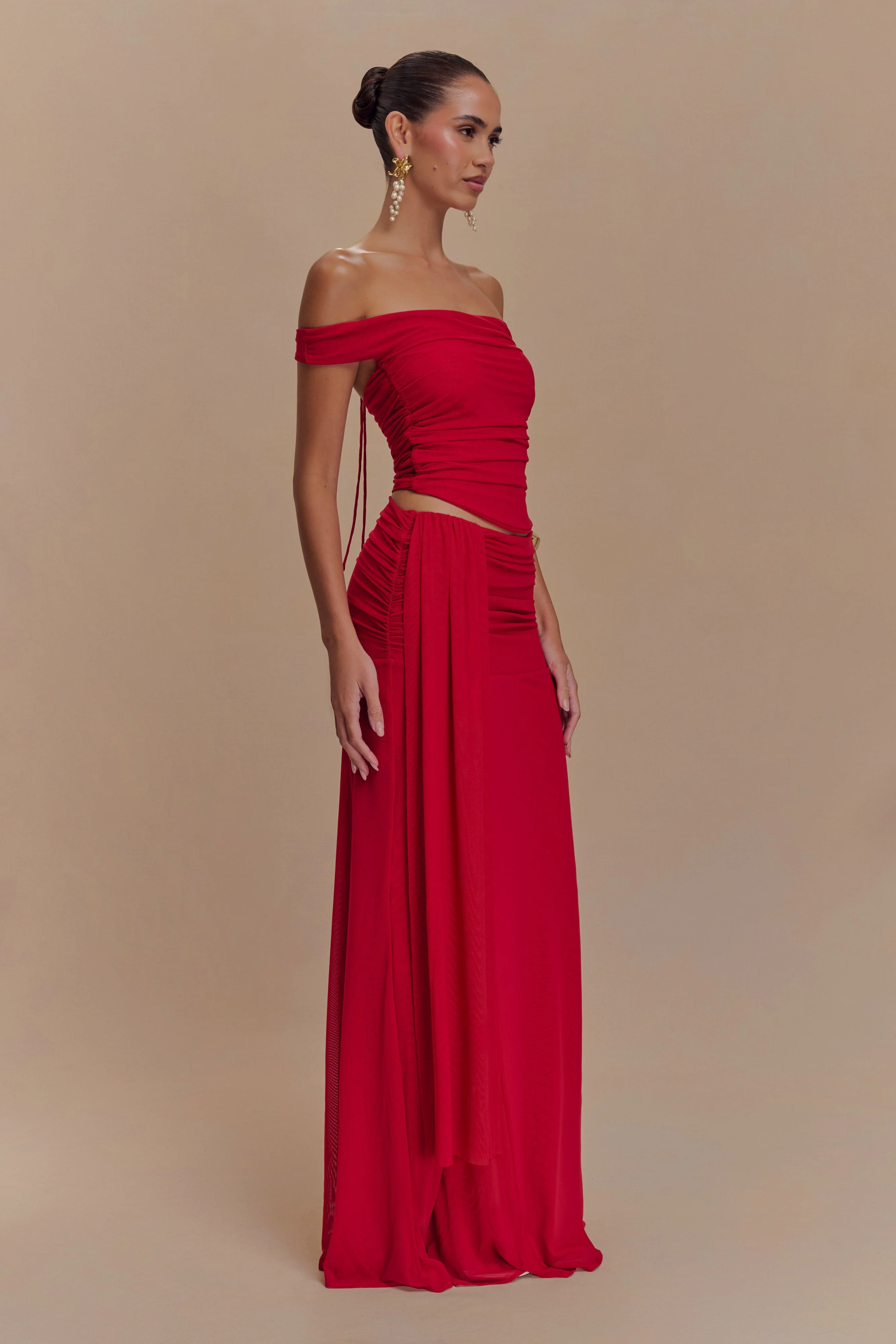 Arna Mesh Maxi Skirt - Ruby - Image 7