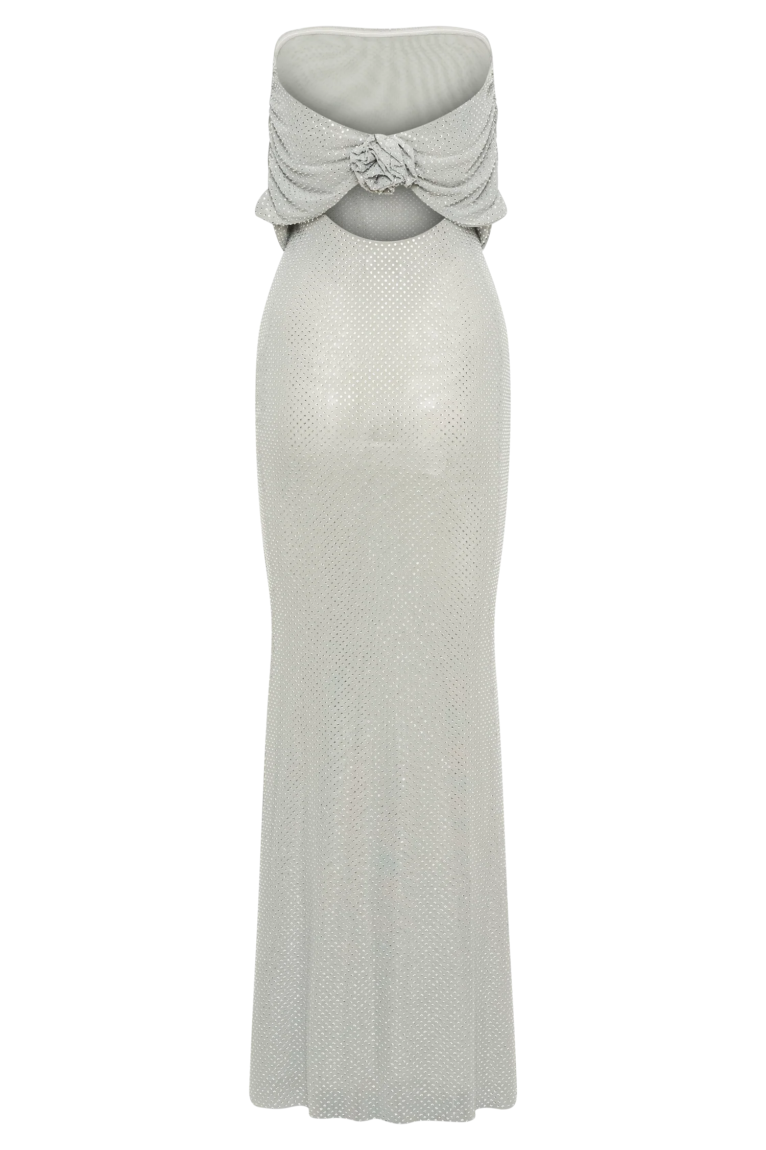 Arna Off Shoulder Diamante Maxi Dress - Silver - Image 10
