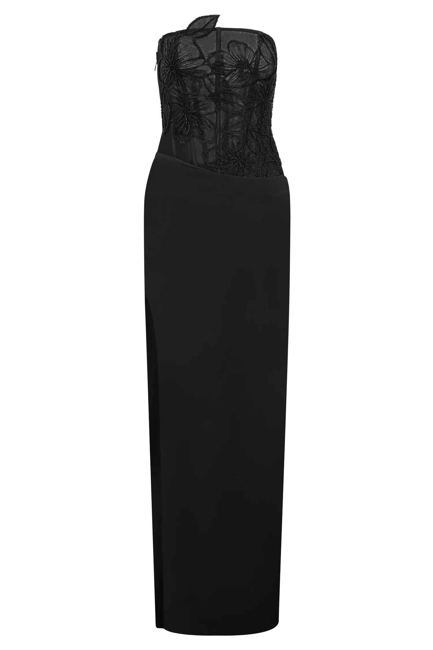 Asha Floral Mesh And Satin Maxi Dress - Black - Image 8
