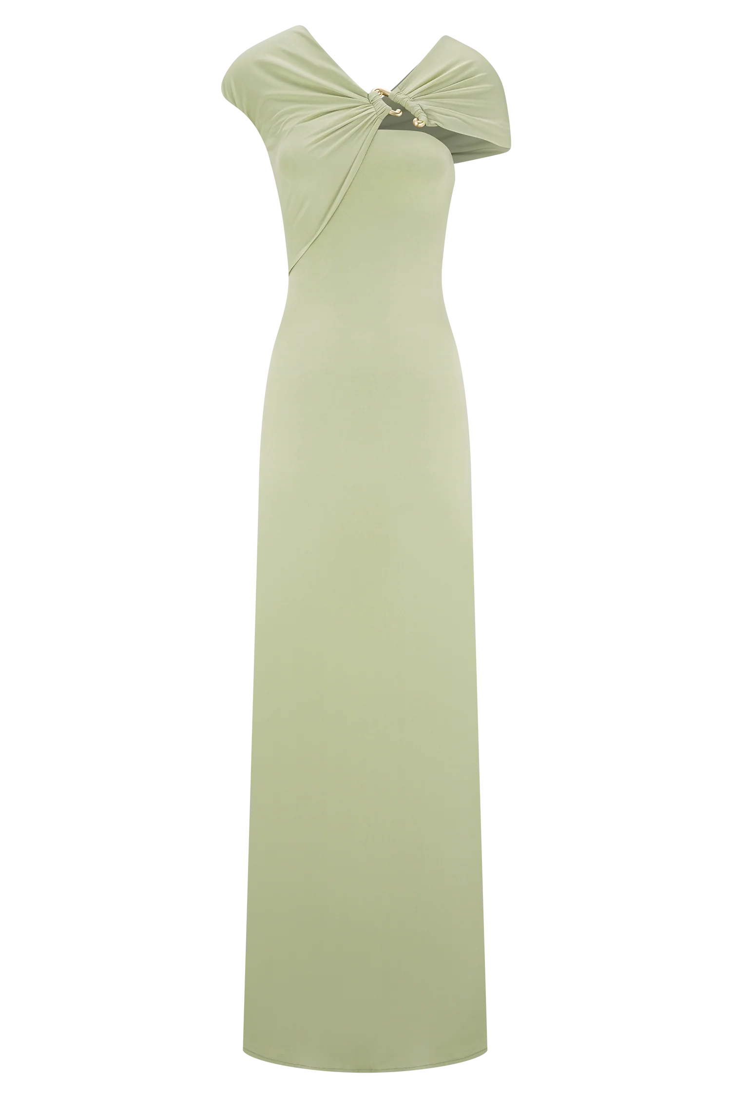 Ashford Asymmetrical Slinky Maxi Dress - Sage - Image 7