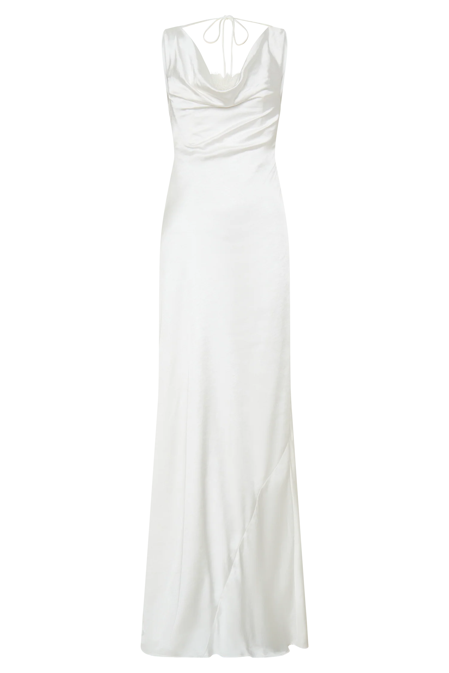 Ashley Cowl Neck Lace And Satin Maxi Dress - Ivory - Image 10