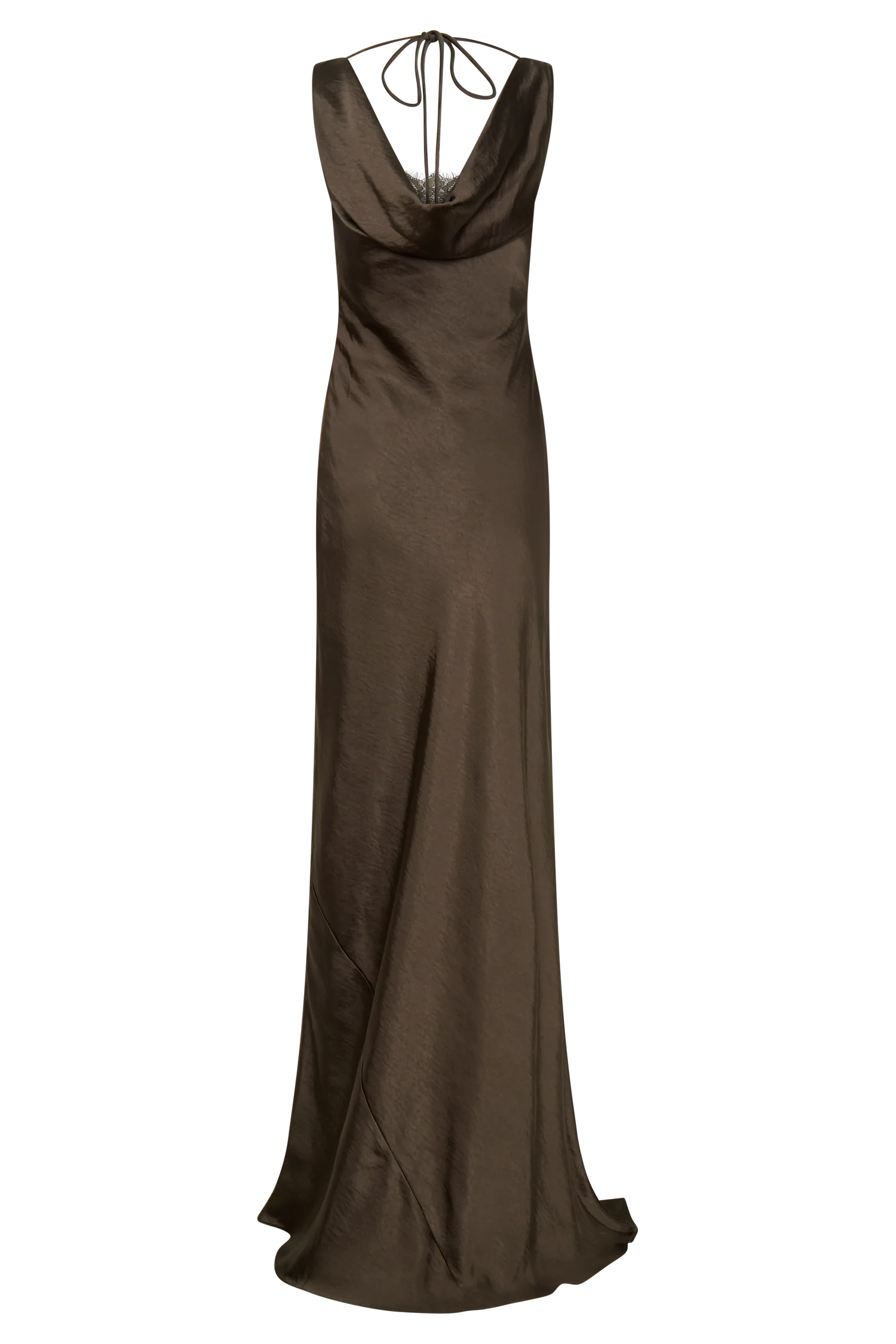 Ashley Cowl Neck Lace And Satin Maxi Dress - Mocha - Image 10