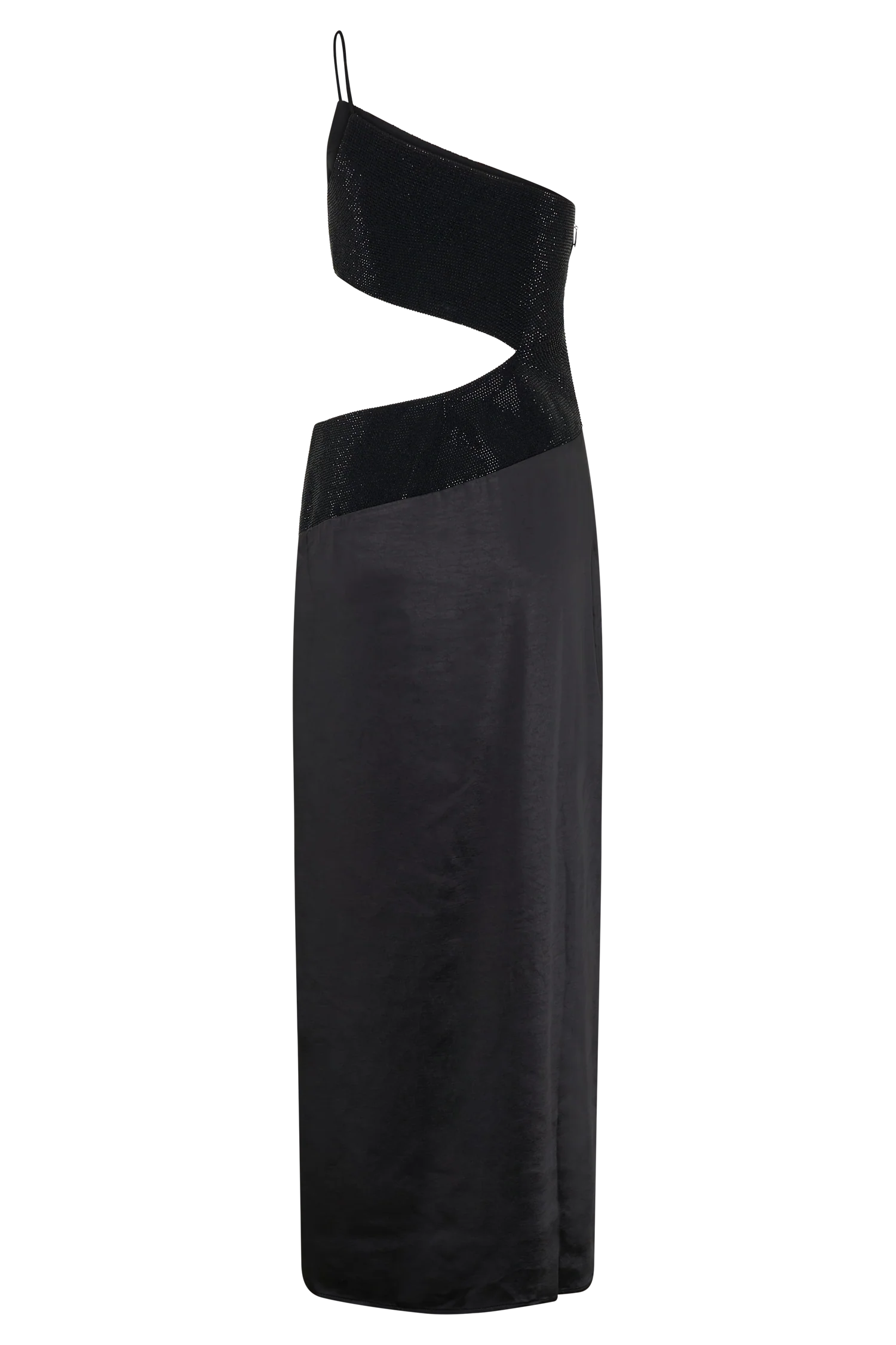 Athena One Shoulder Diamante Maxi Dress - Black - Image 13