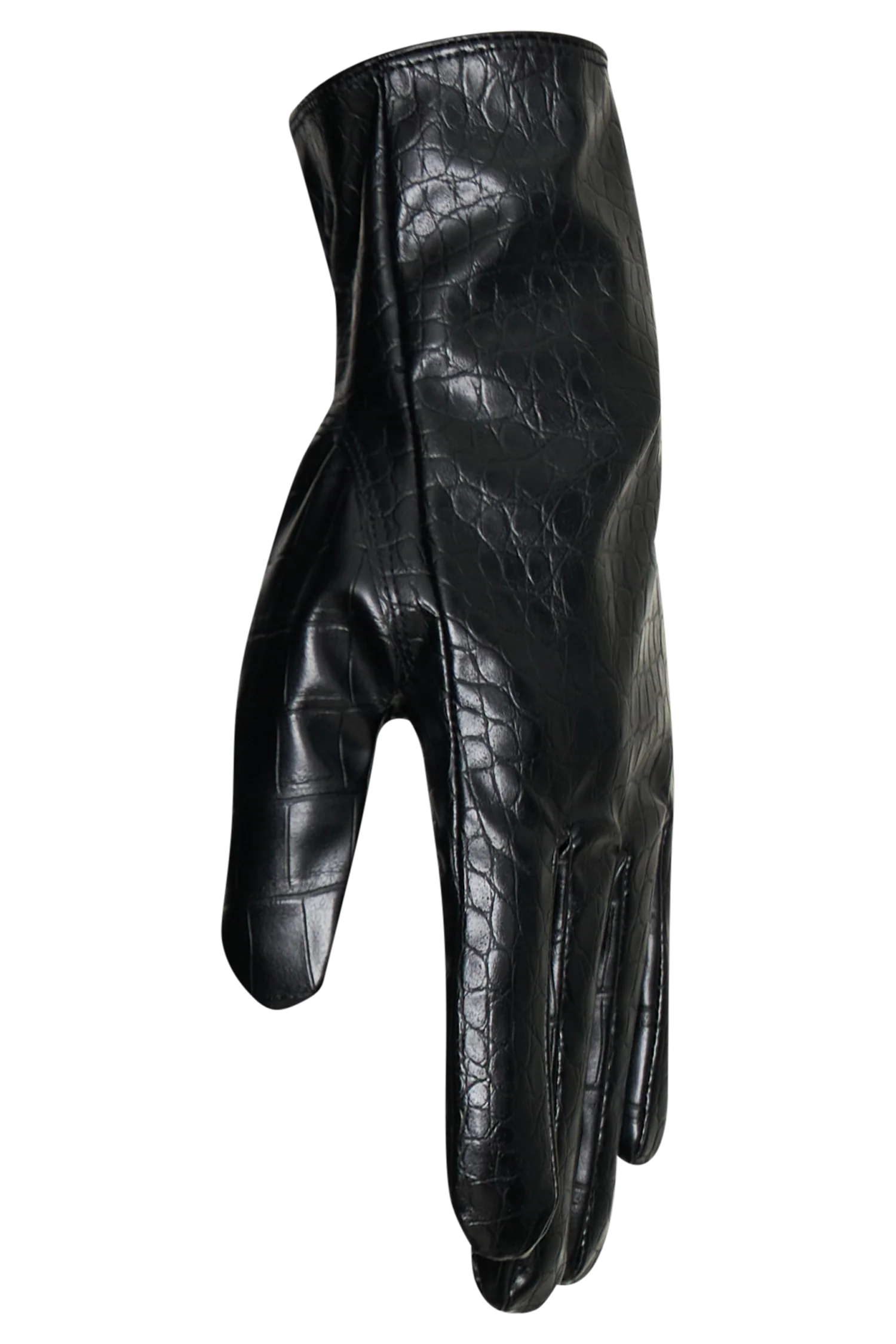 Atlas Faux Leather Crocodile Gloves - Black - Image 8