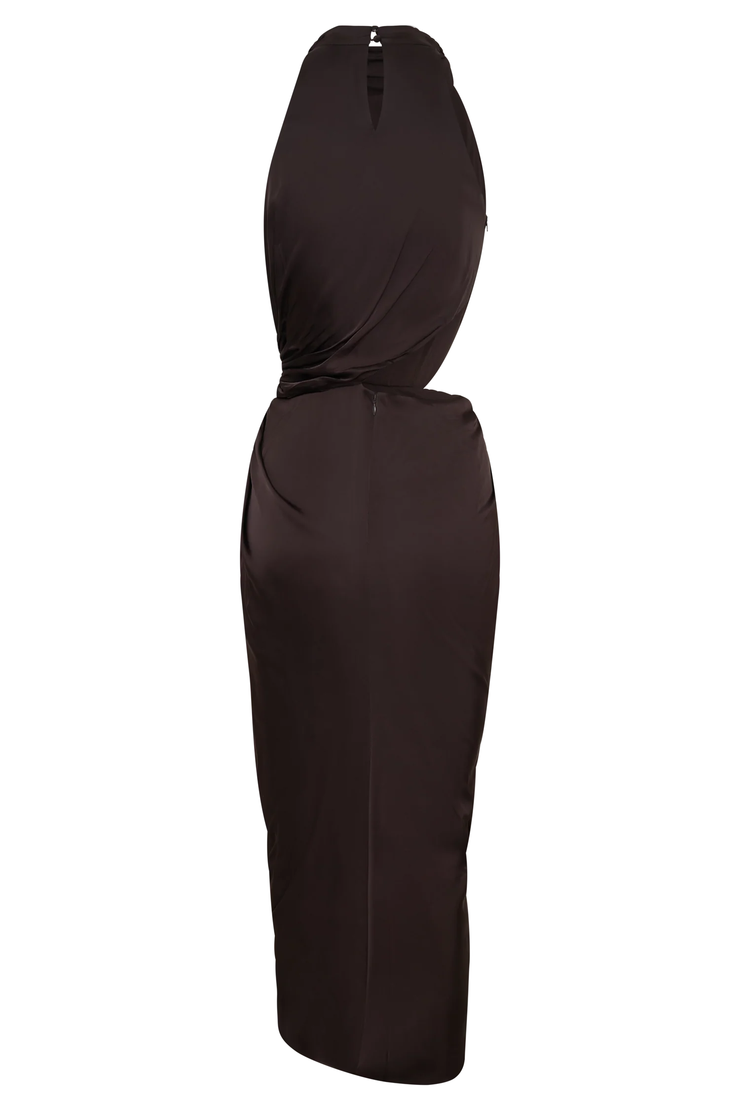 Aveline Draped Halter Midi Dress - Dark Chocolate - Image 11