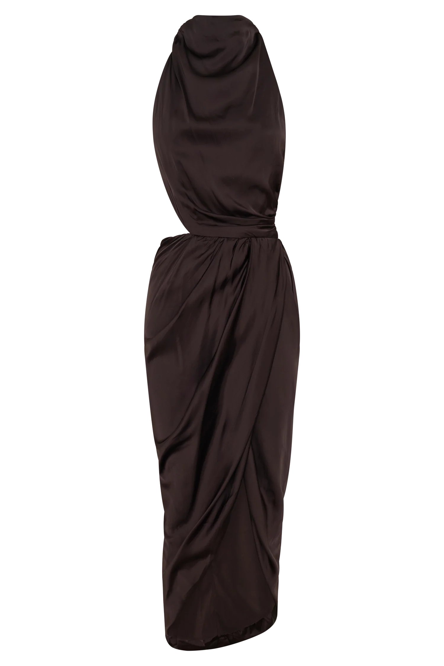 Aveline Draped Halter Midi Dress - Dark Chocolate - Image 12