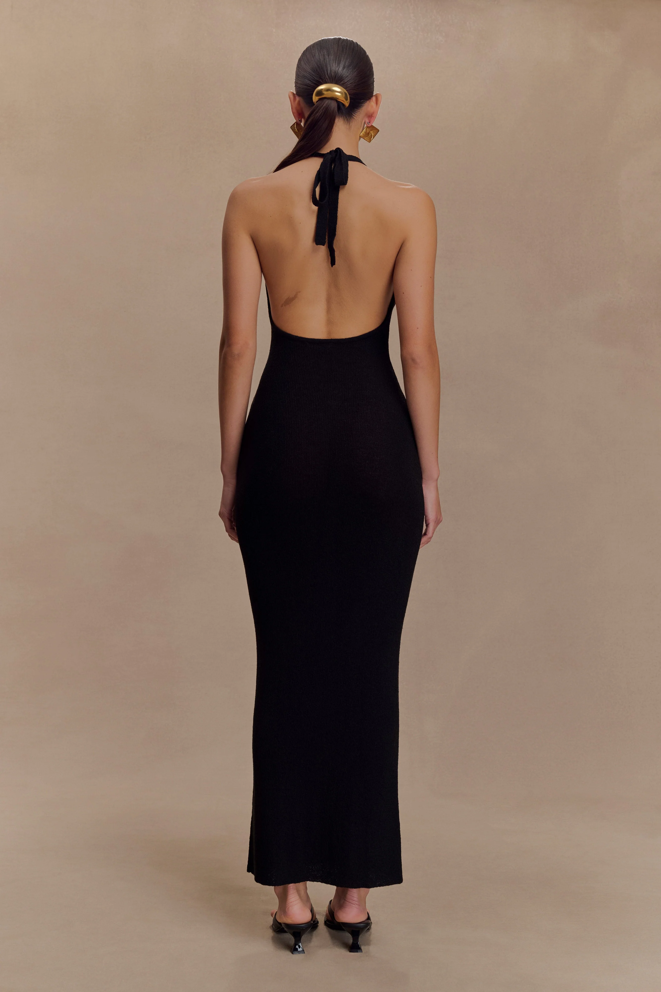Ayella Cowl Knit Maxi Dress - Black - Image 2