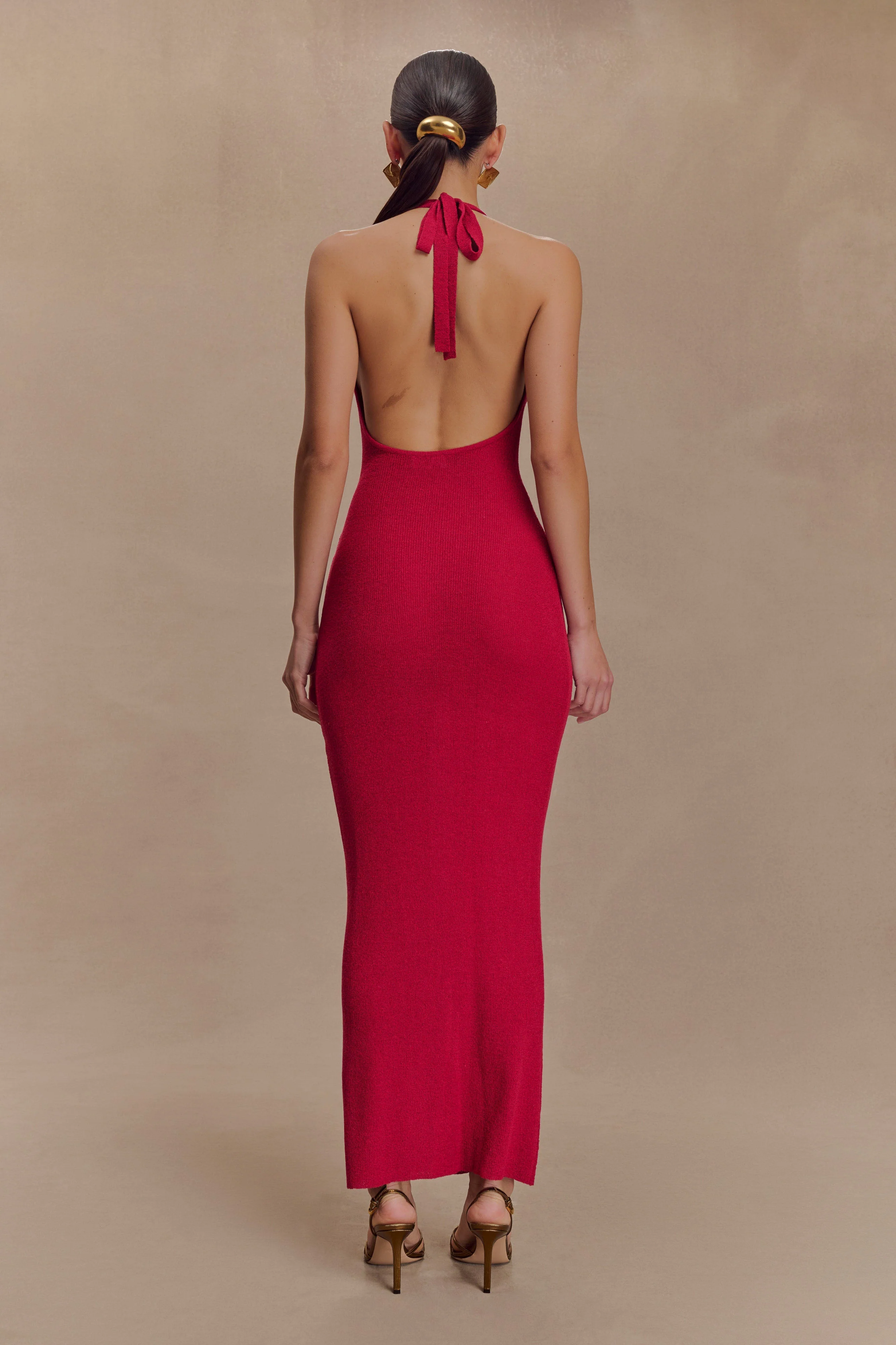 Ayella Cowl Knit Maxi Dress - Raspberry - Image 2